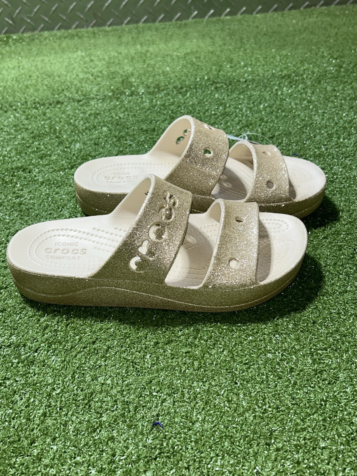 Crocs Baya Platform Golf Glitter Slide Sandal Women’s Size 8 NEW