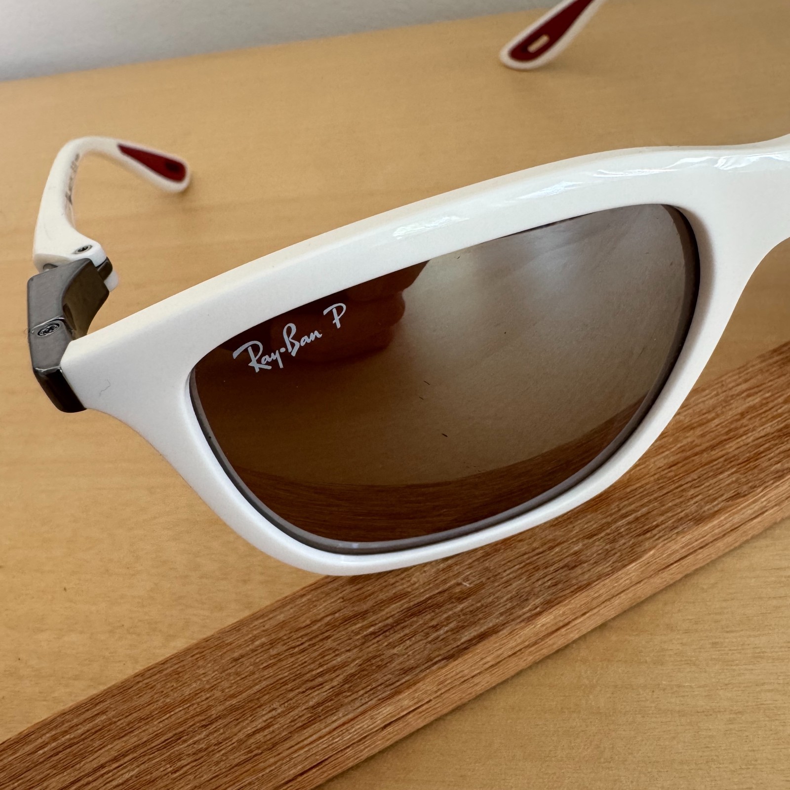 Ray-Ban RB4433-M Scuderia Ferrari Leclerc Edition White Polarized Sunglasses