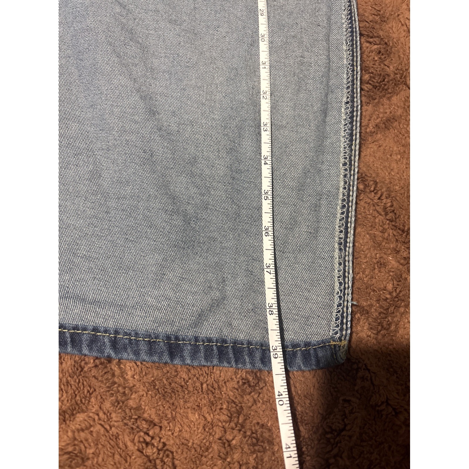 Blue Denim Maxi Skirt High Waisted Two Tone Asymmetrical Slit Long Jean Skirt
