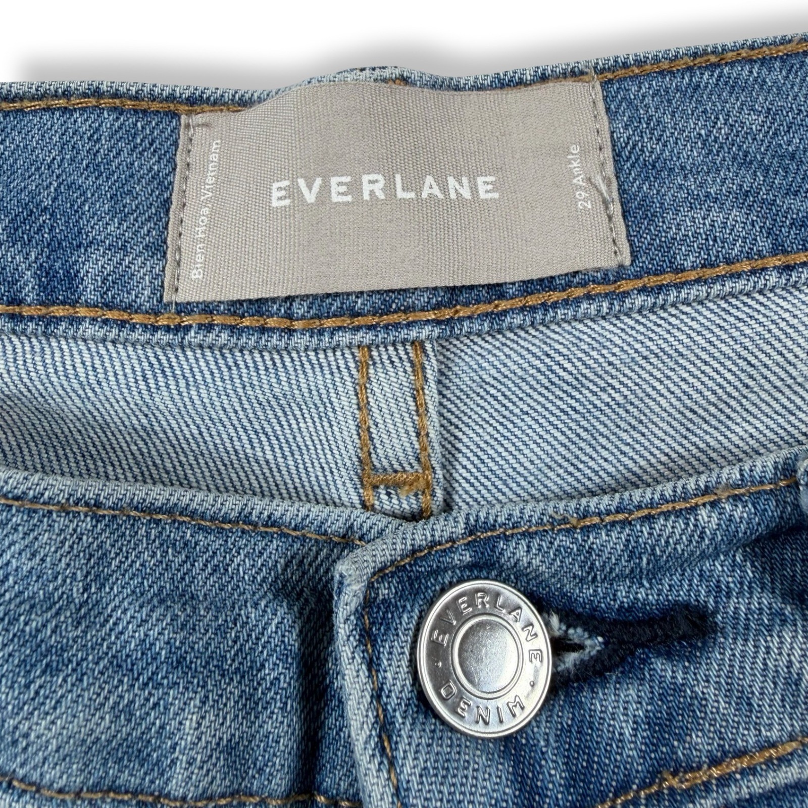 Everlane High Rise Straight Jeans Blue Ankle Denim 29 Ankle Stretch Womens