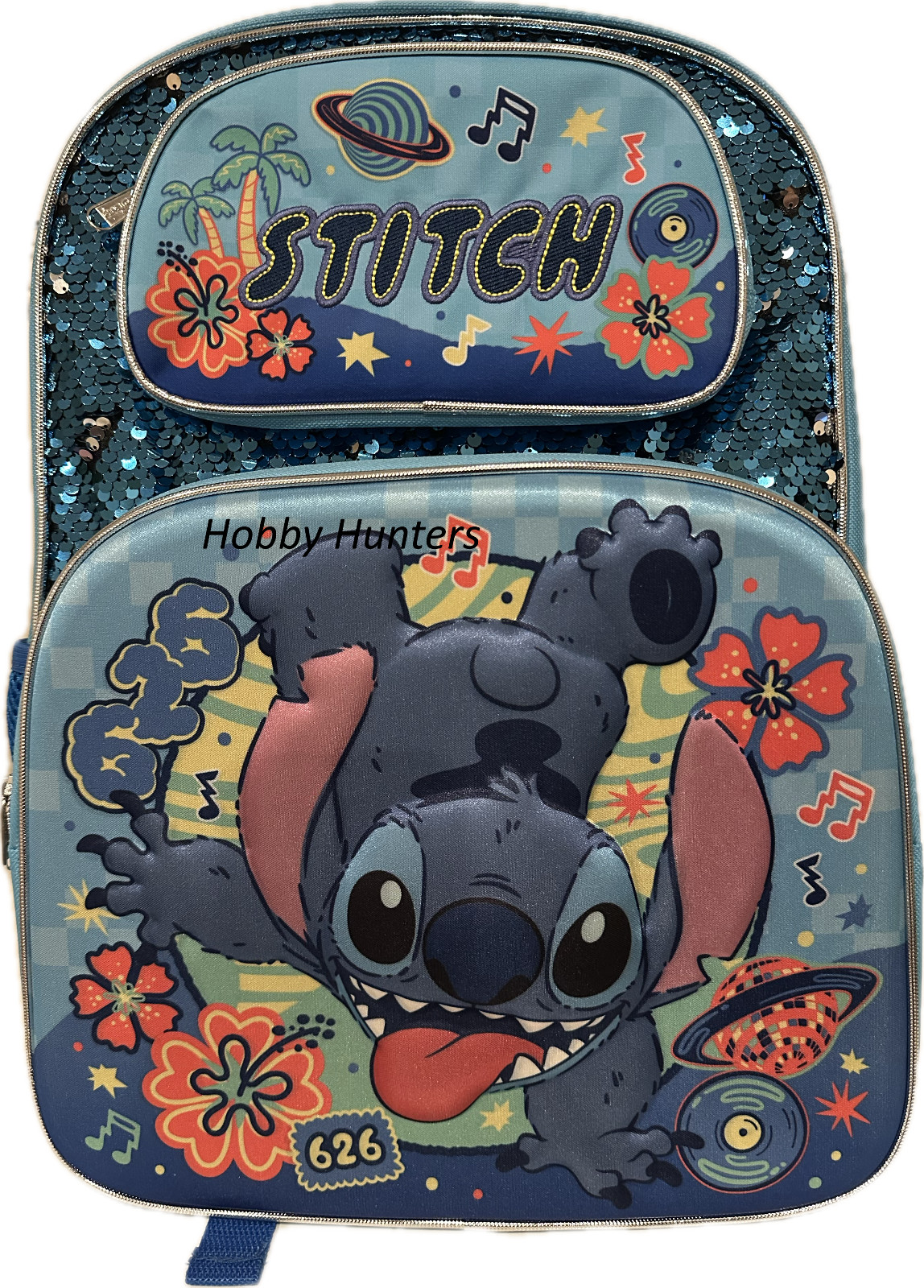 Large Backpack – Disney – Lilo & Stitch Hawaii Blue 3D Pop-up 16″ School Bag NEW
