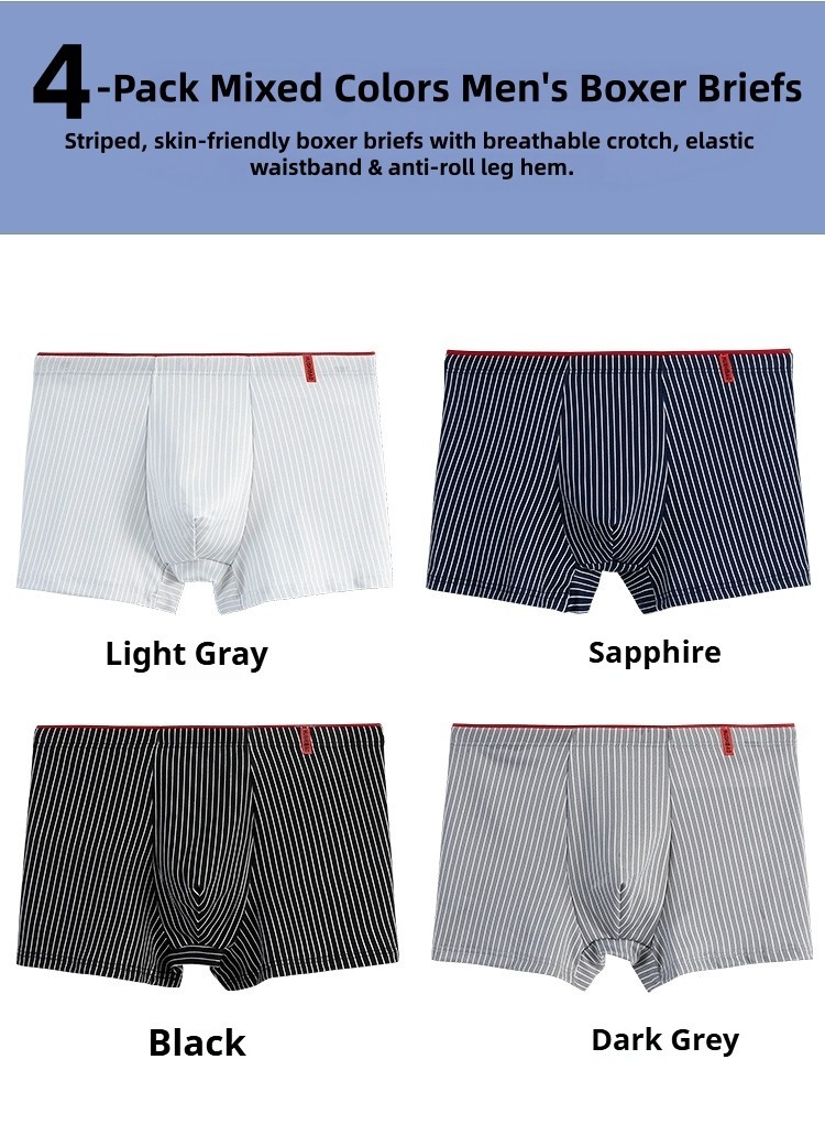 4 Pack Men s Trunks Breathable Underwear Soft Comfortable Boxer Briefs