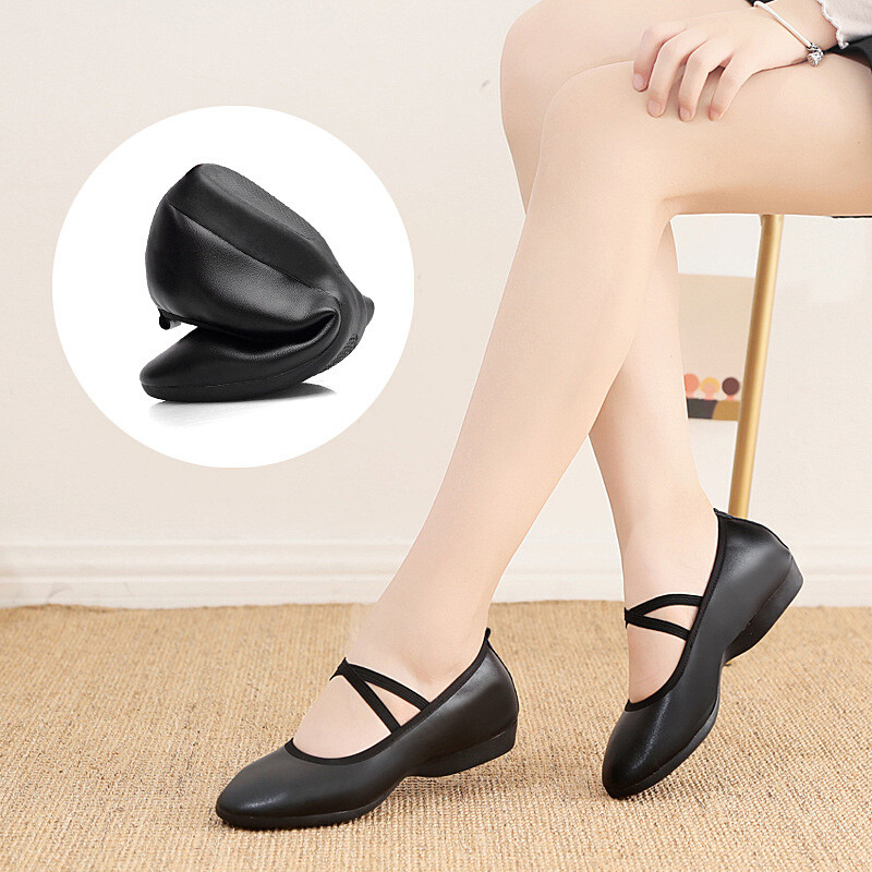 Women’s Dance Shoes Soled Flat Heel Soft Pu Leather Professional Dance Shoes
