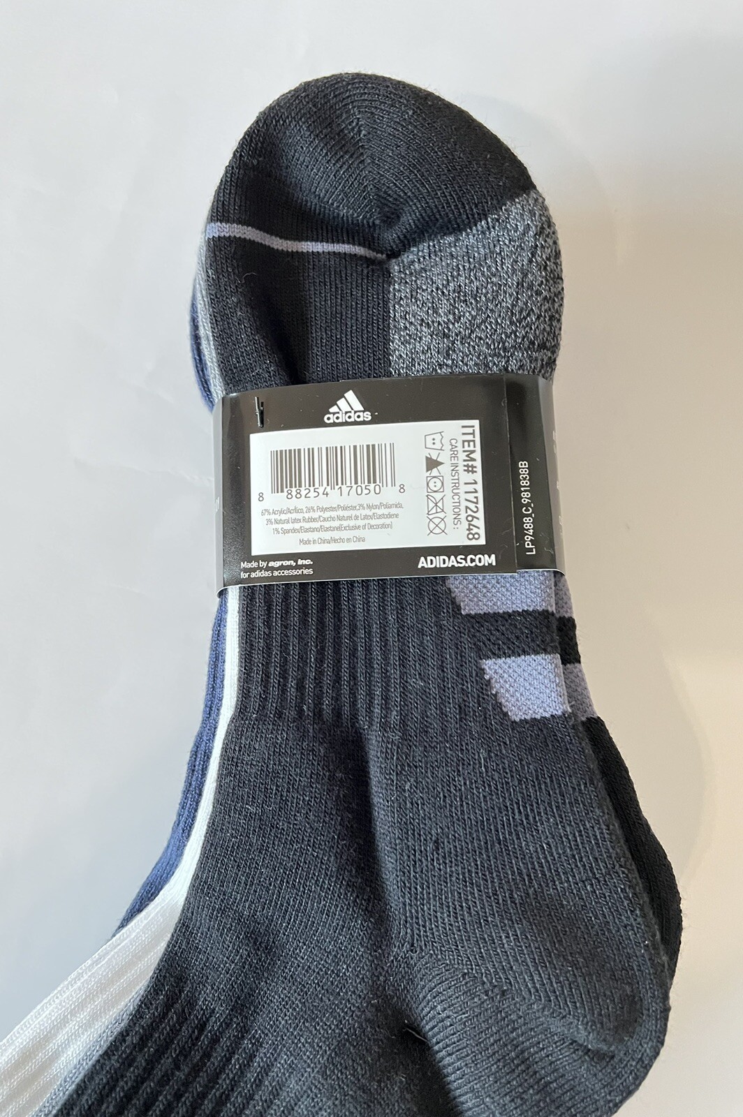NWT Adidas Men’s High Quarter Sock, 4-pair