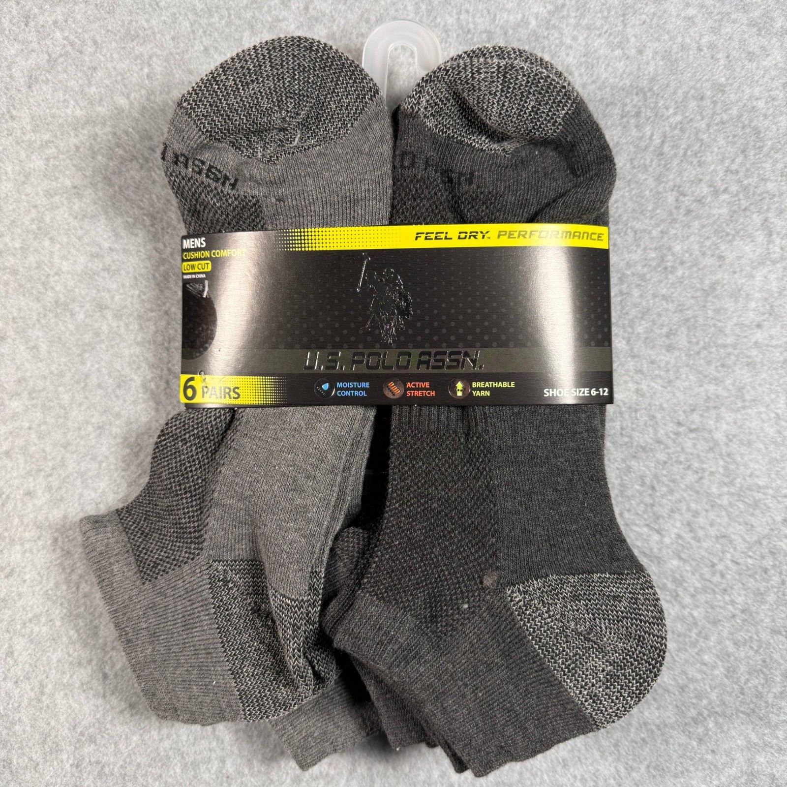 Men’s Performance Low-Cut Socks 6-Pack Size 6-12 Assorted Colors Color May Vary