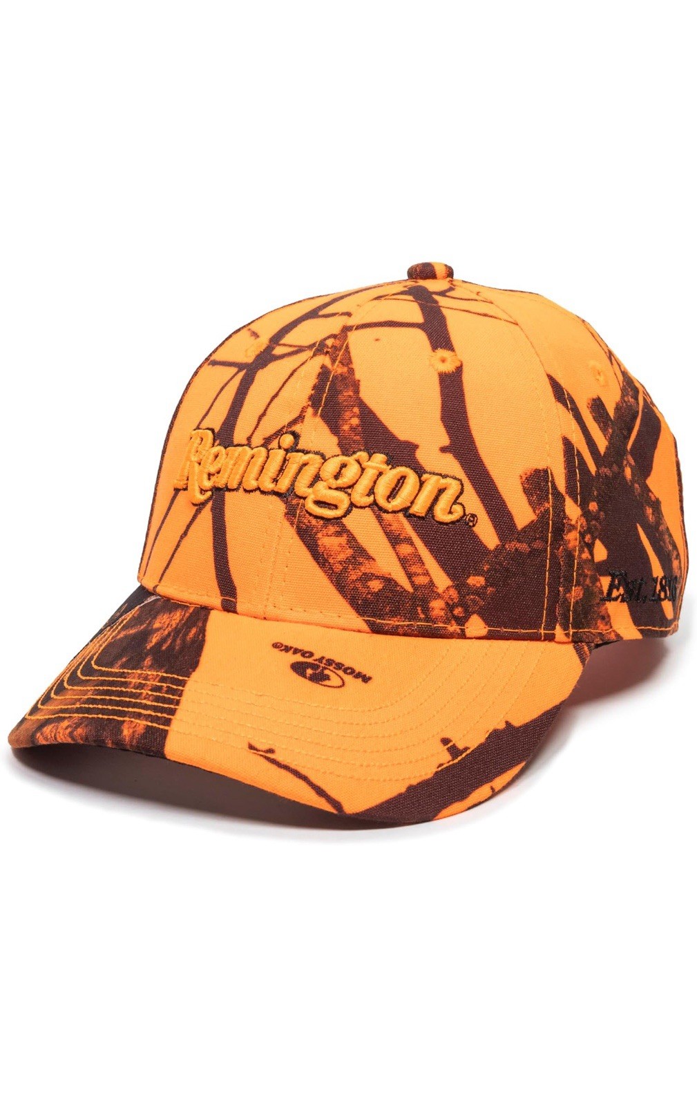 Remington Hunting Orange Mossy Oak Camo Camouflage Embroidered Logo Outdoor Hat