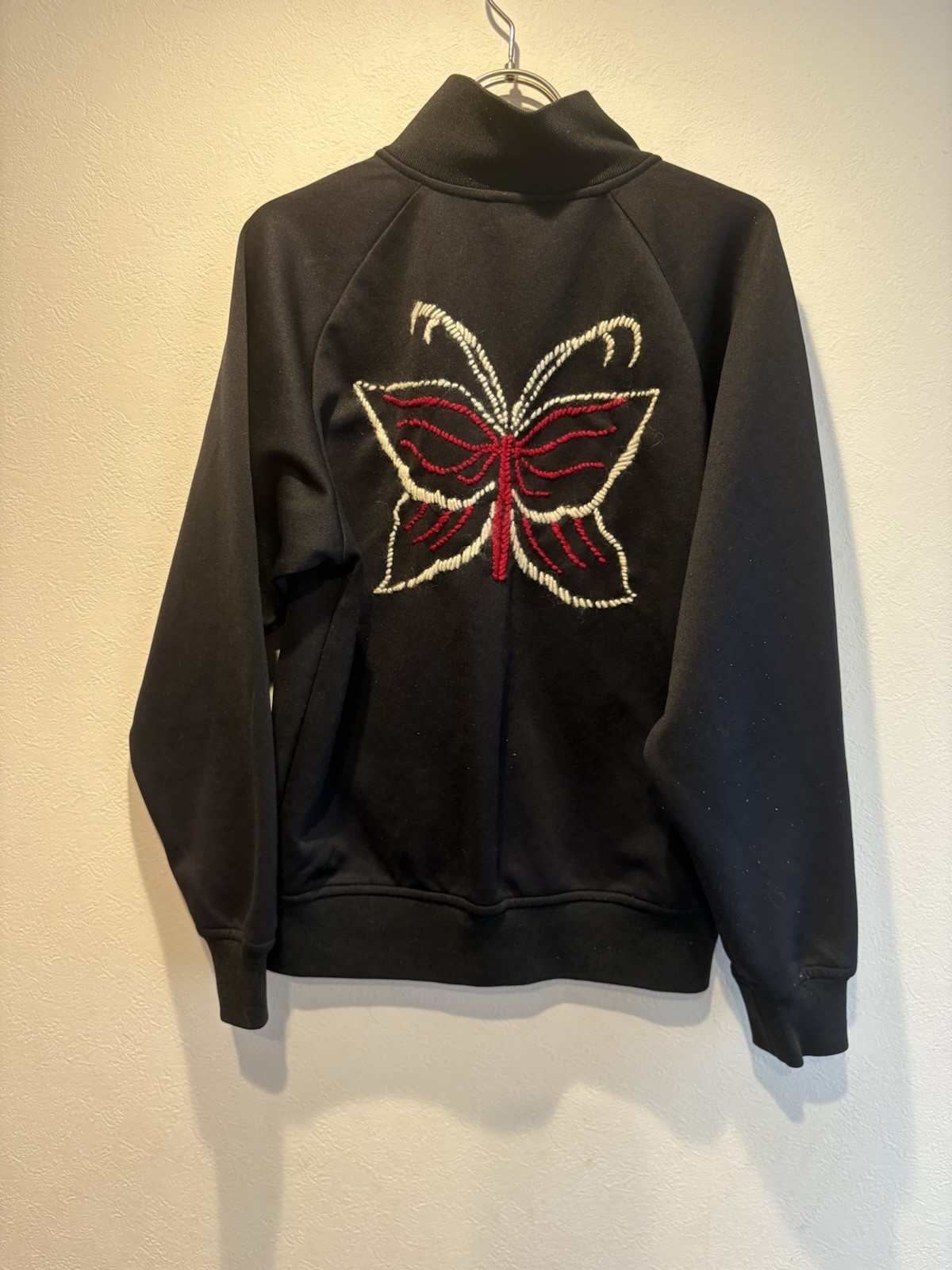 Elements Butterfly Embroidered Track Jacket Black Full Zip Y2K Fairy Grunge