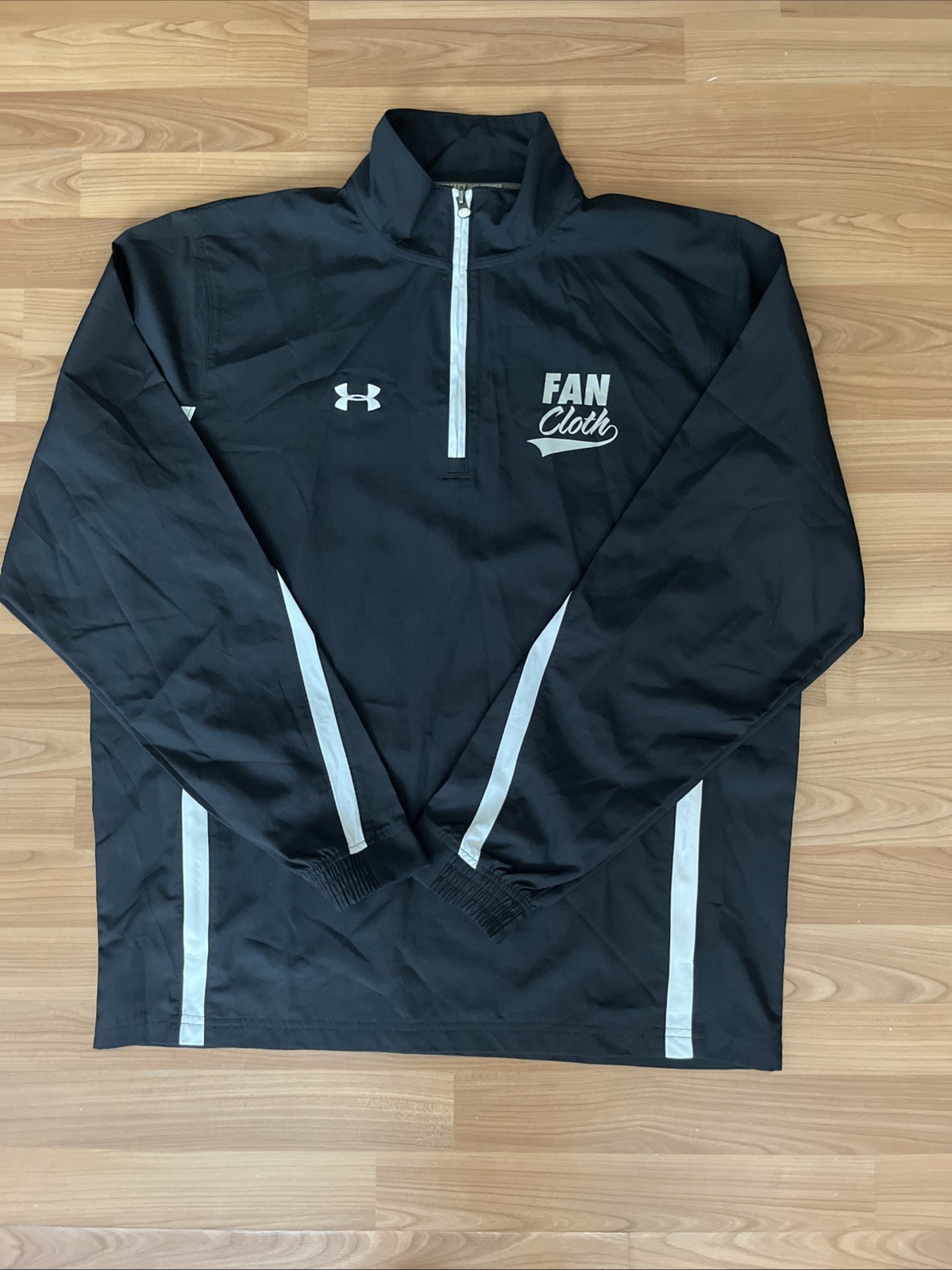 Mens Under Armour Fan Cloth 1/4 Zip Windbreaker Jacket Sz Large Mens, EUC