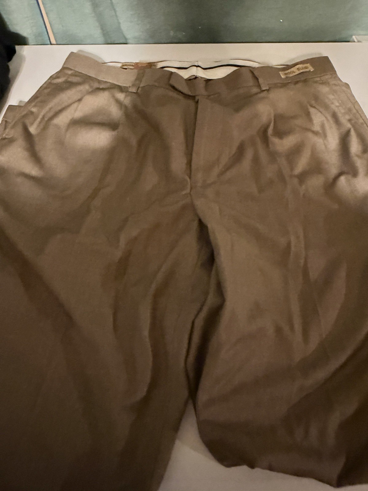 Michael Brandon Wool Blend Brown Pleated Dress Pants Regular Fit 36W