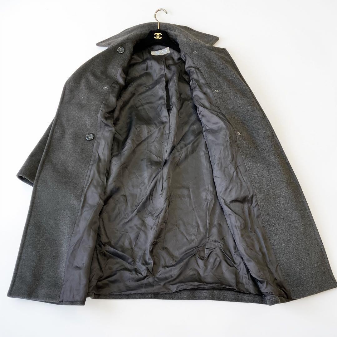 Max Mara MAREA Long Coat Dark Gray Virgin Wool Cashmere Womens Size 40 L Italy