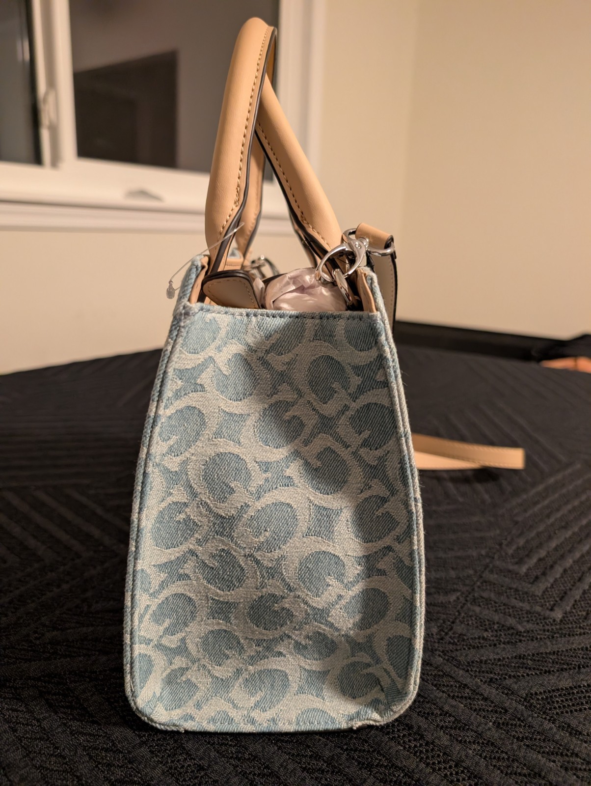 GUESS Cherry Red Vegan Crossbody Bag with Adjustable Strap and Tassel