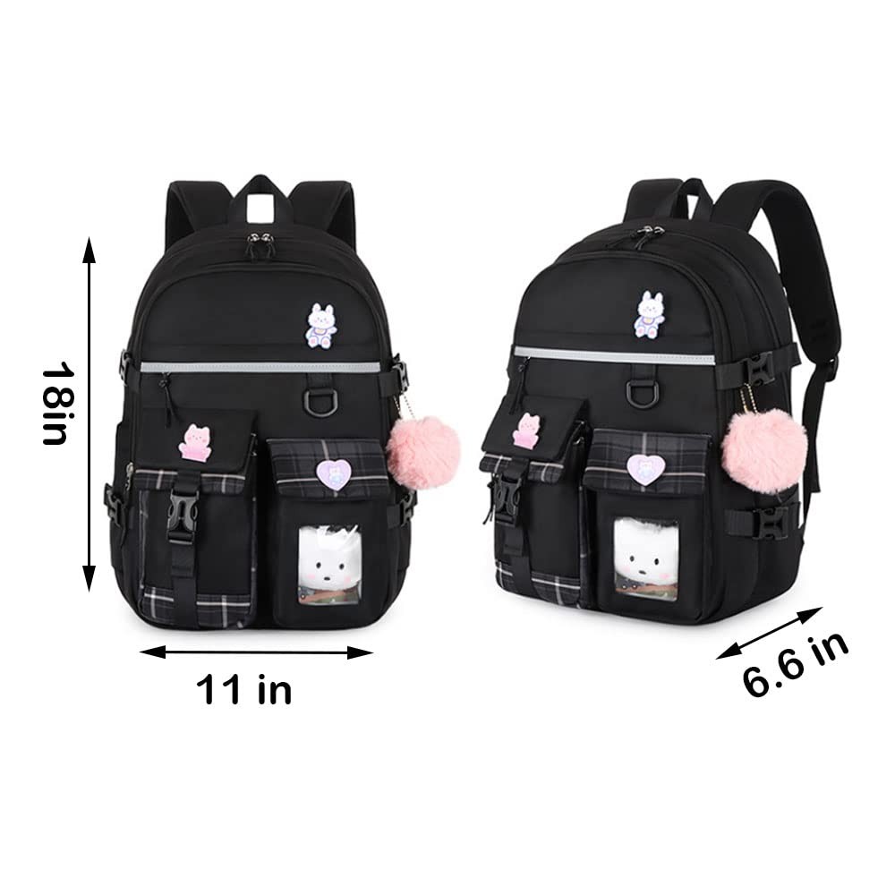 Teenage Girls Backpack 15.6 Inch Laptop School Bag High School College Black