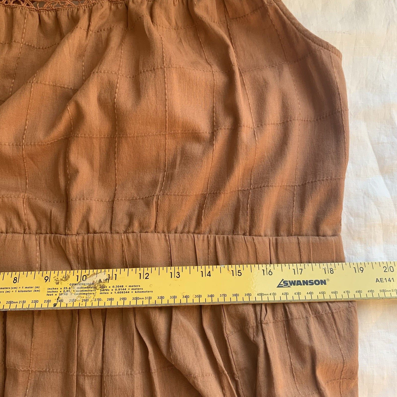 Torrid NWT Terracotta Brown Cotton Maxi Dress 12T Tall Boho Crochet Lace Pockets