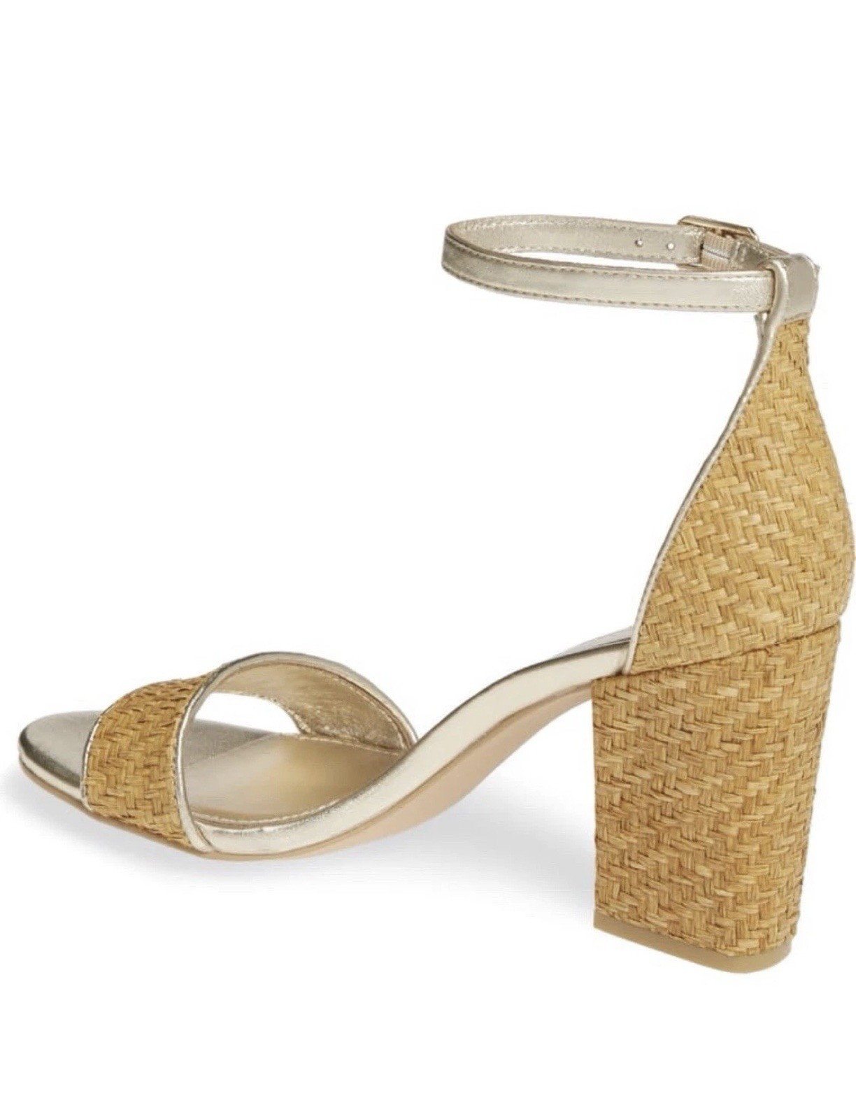 Lilly Pulitzer Amber Lynn Straw Sandals High Block Heel Shoes Women’s 9