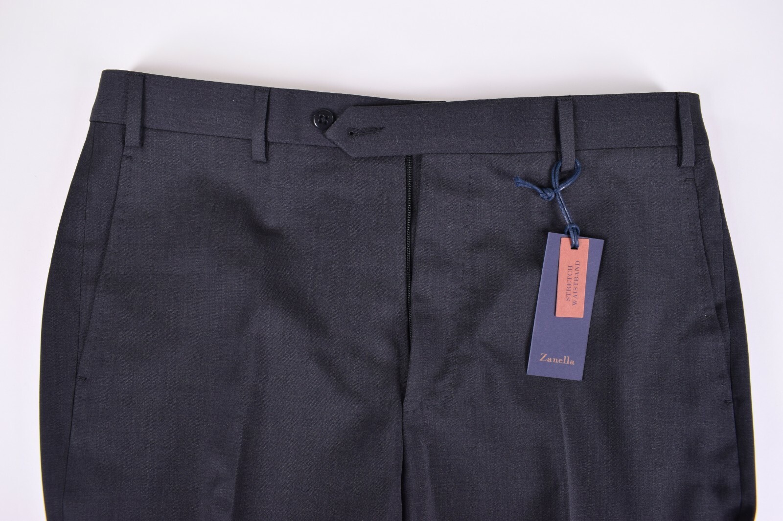 Zanella NWT Flat Front Dress Pants Size 32 In Charcoal Gray Stretch Wool Todd