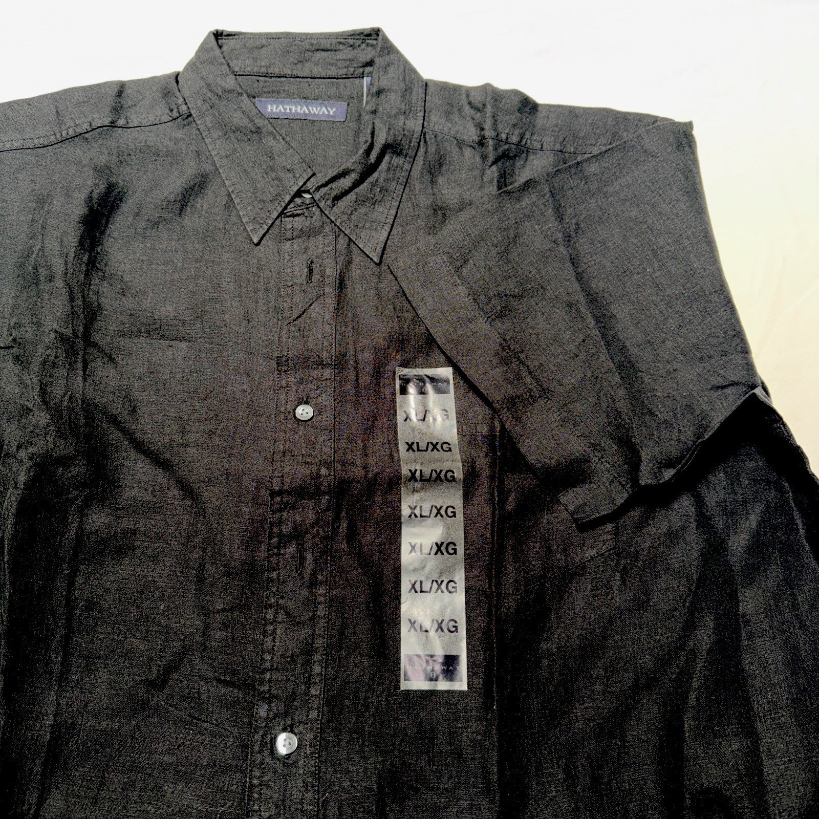 Hathaway Men’s Black Linen Short Sleeve Size XL Brand New