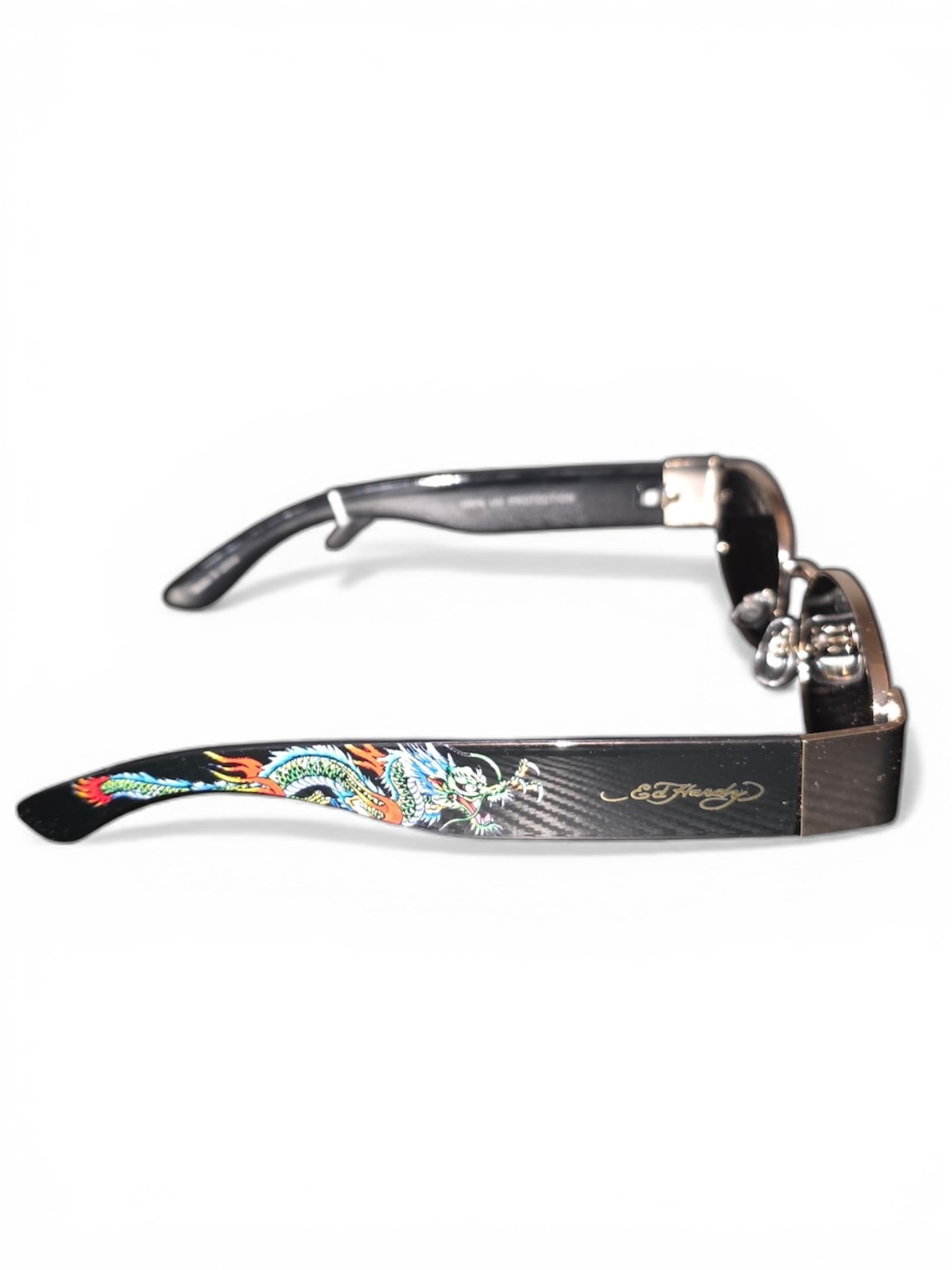Ed Hardy Sunglasses Rose Gold Black Designer Eyewear UV Protection Y2K Unisex