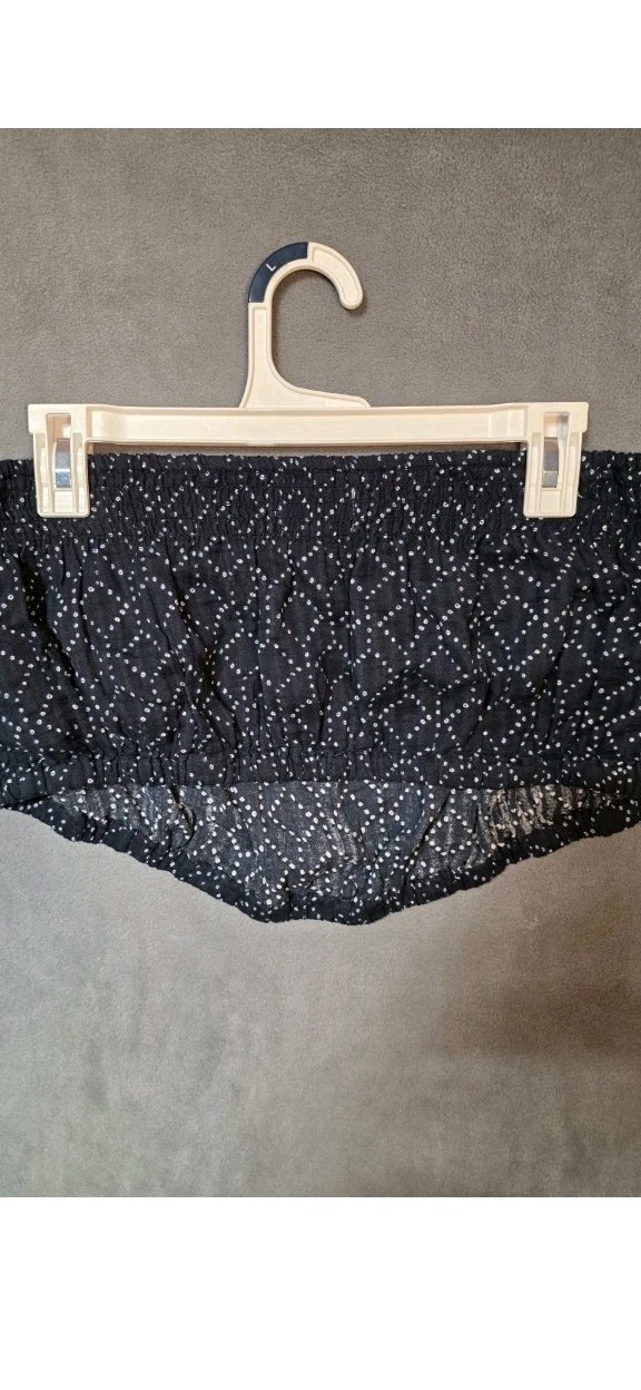 Universal Thread Womens Crinkle Gauze Tube Top Navy Blue Dot Print Large NWT