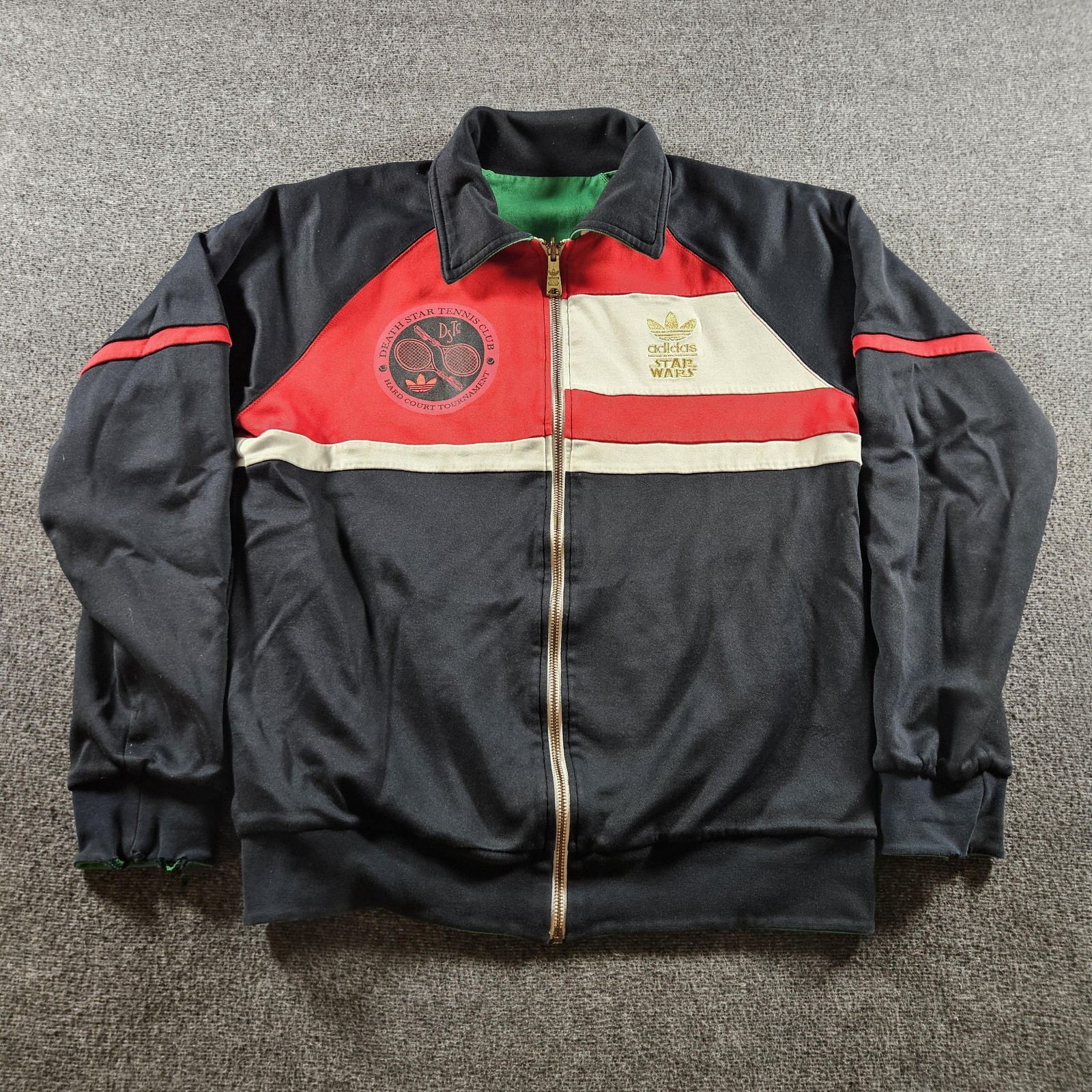 Adidas Star Wars Track Jacket Mens Large Black Green Reversible Vader Yoda