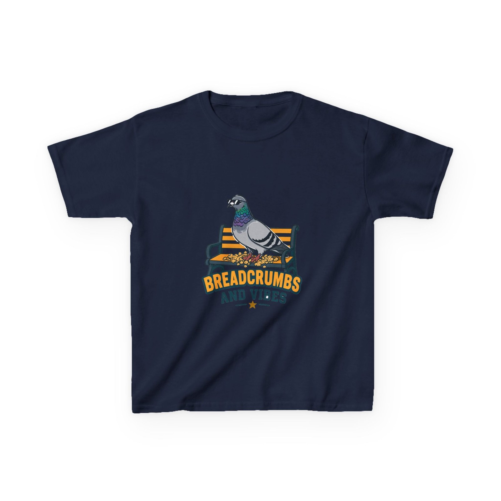 City Pigeon Bench Kids T-Shirt Funny Park Bird Graphic Unisex Made in USA