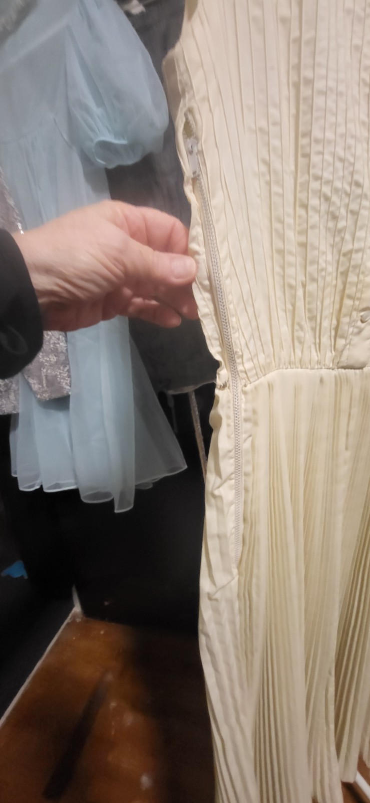 Vintage 1950’s Carlye Ivory Cream Micro Pintuck & Lace Panels-Fit & Flared Dress
