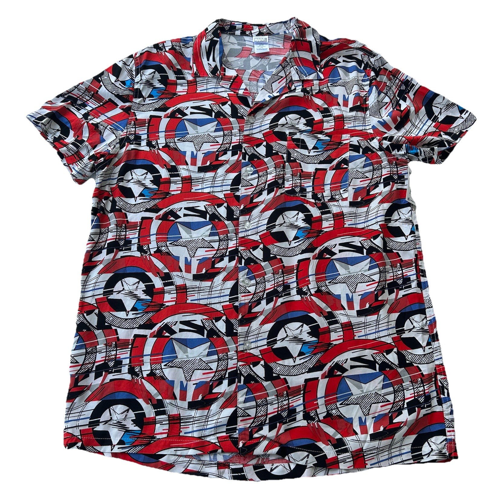 Marvel Captain America Mens SS Button Down Shirt – Size XXL NWT Perfect USA 250