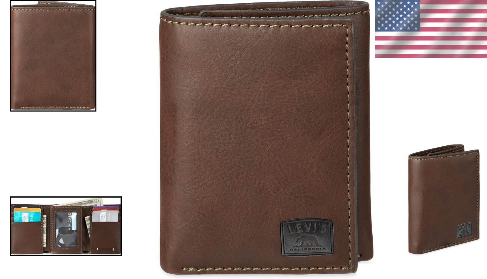 Durable Men’s Slim Trifold Wallet – 6 Card Slots & ID Window for Everyday Use