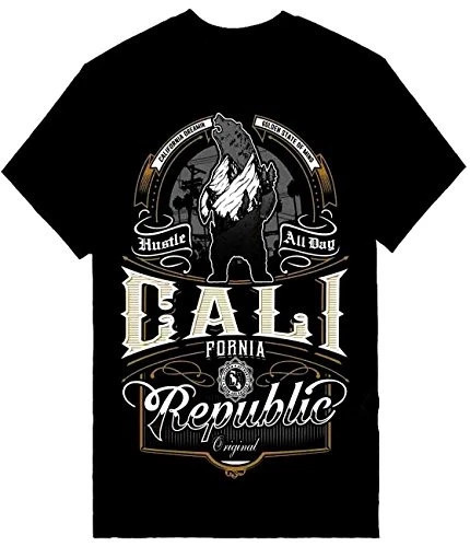 Hustle All Day California Mens Heavyweight T-Shirt Printed On Shaka Wear Tee