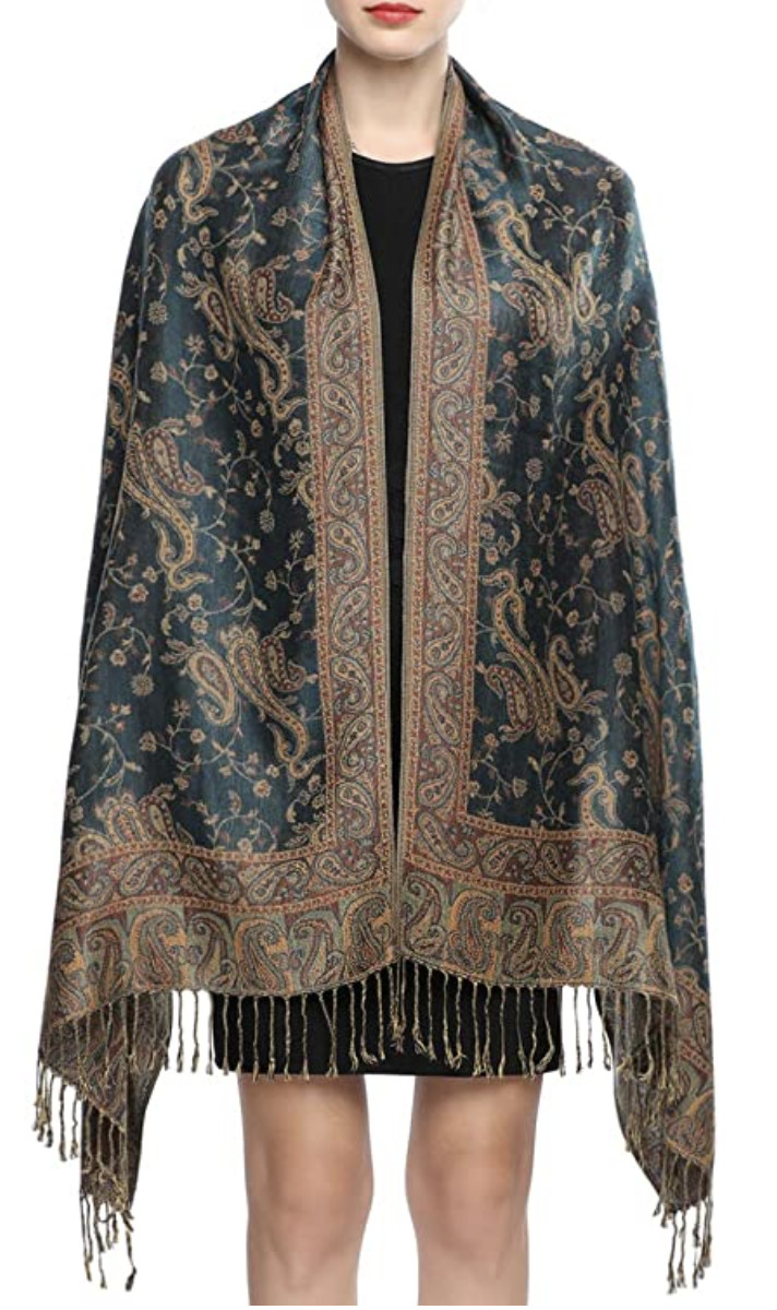 Soft Silky Reversible Paisley Pashmina Shawl Wrap Scarf Stole w/ Fringes 80″x28″