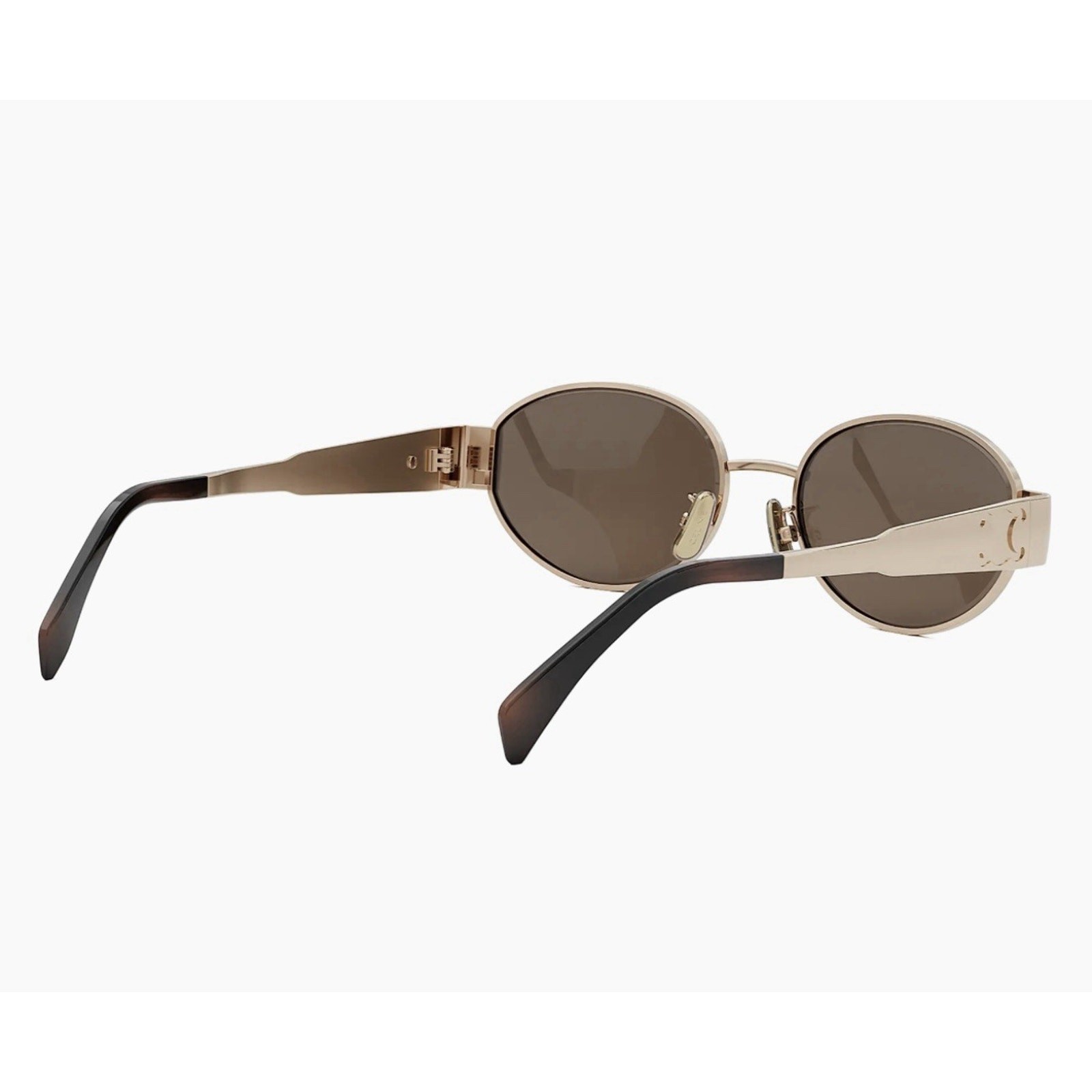 Celine CL40235U 28E Triomphe Metal Oval Sunglasses Rose Gold Brown AUTHENTIC