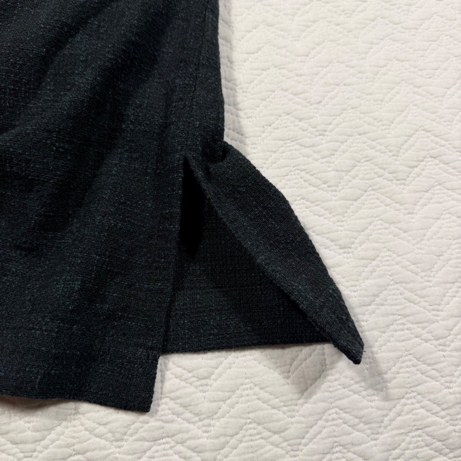 Eileen Fisher Women Top L Textured Knit 3/4 Sleeve Dark Green Minimalist EUC