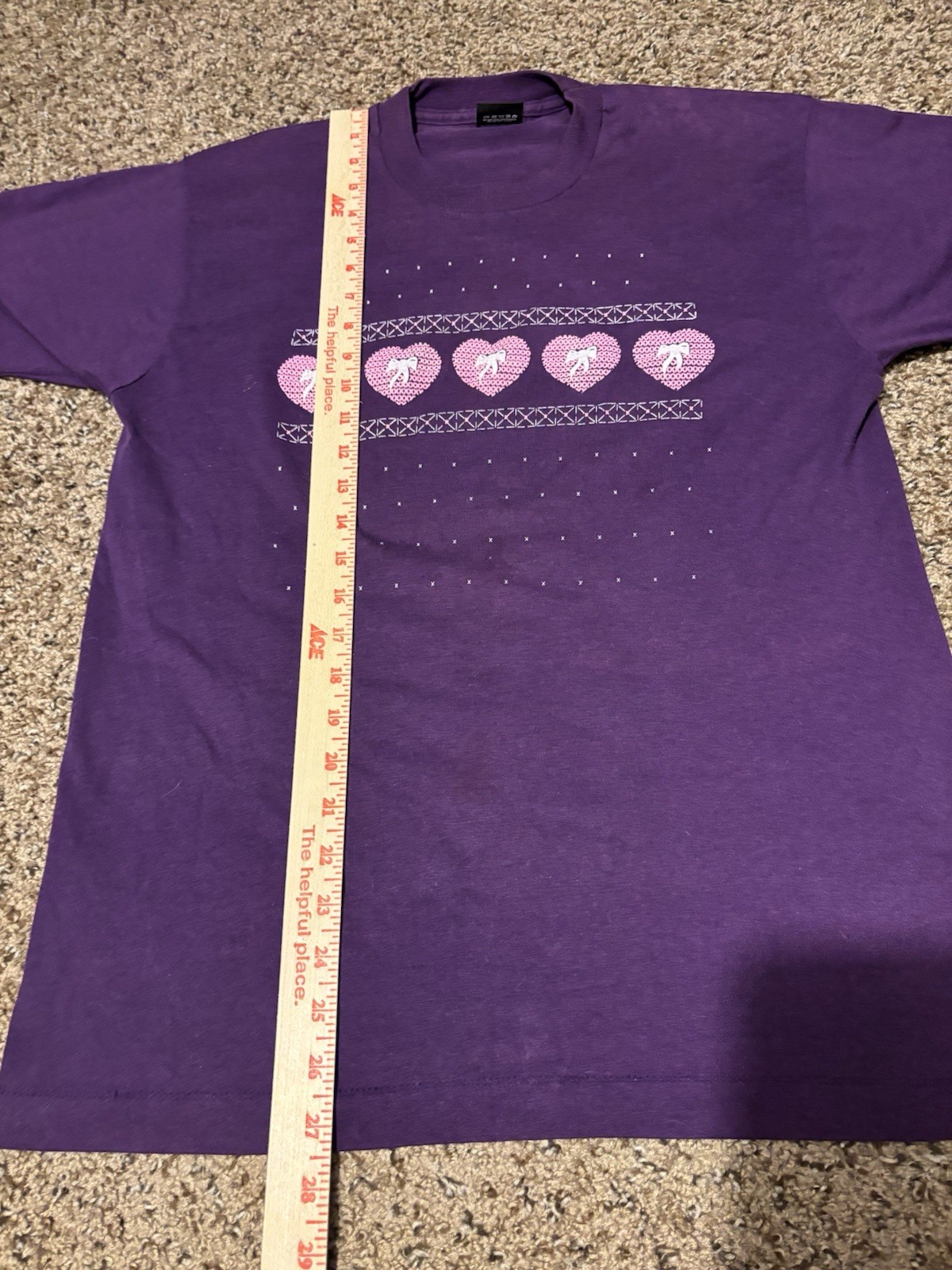 Vintage 90s Single Stitch Purple Screen Stars Best Heart Graphic T Shirt USA L