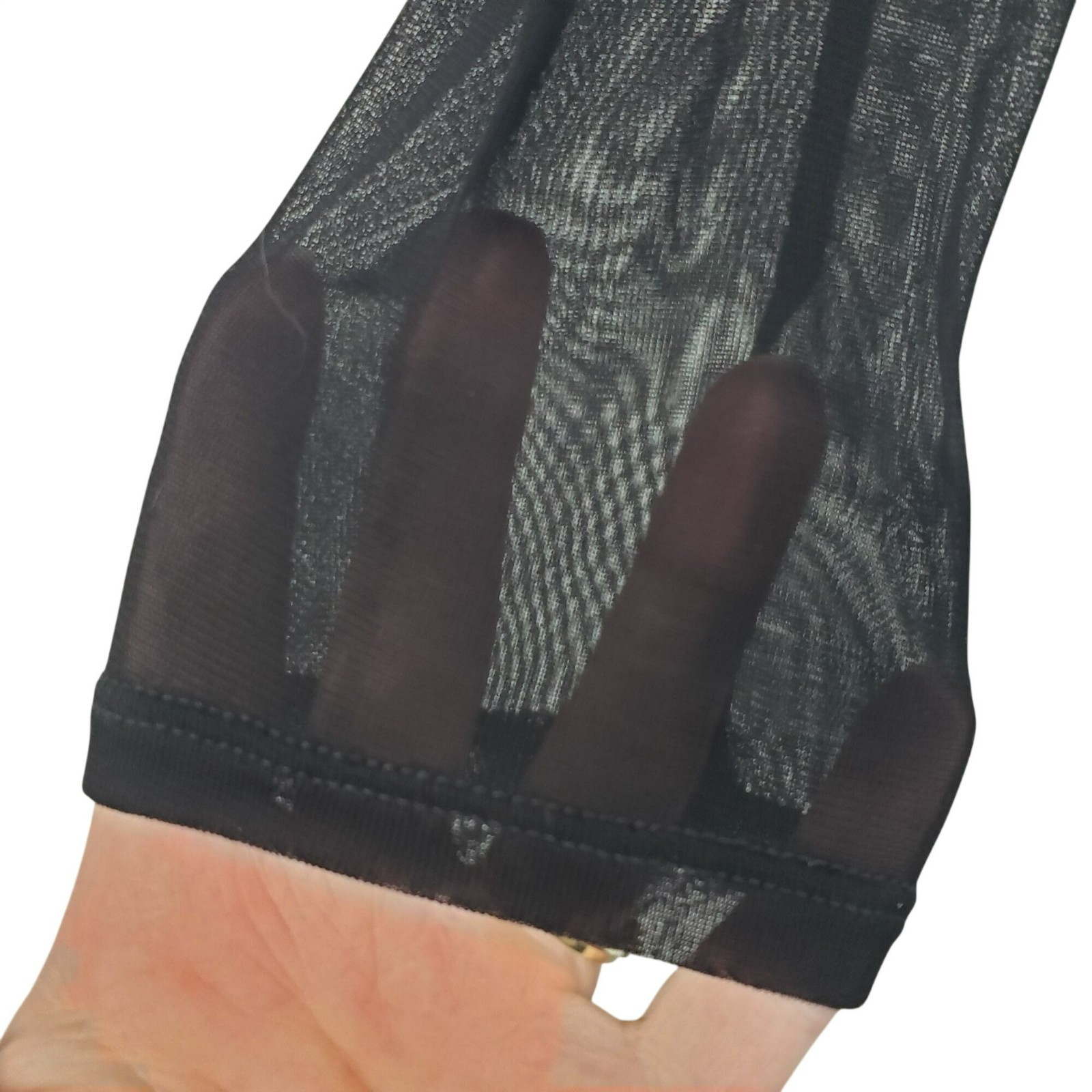 HELSA Revolve Black Sheer Knit Off The Shoulder Top Mesh Jersey Long Sleeve