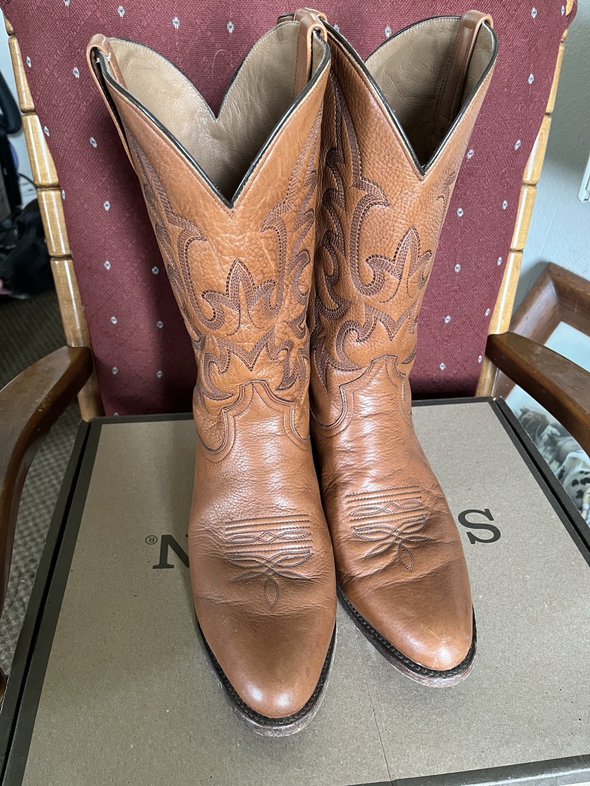 Stetson Sharp 11D Mens R Toe Western Cowboy Boots W/Box Made In USA