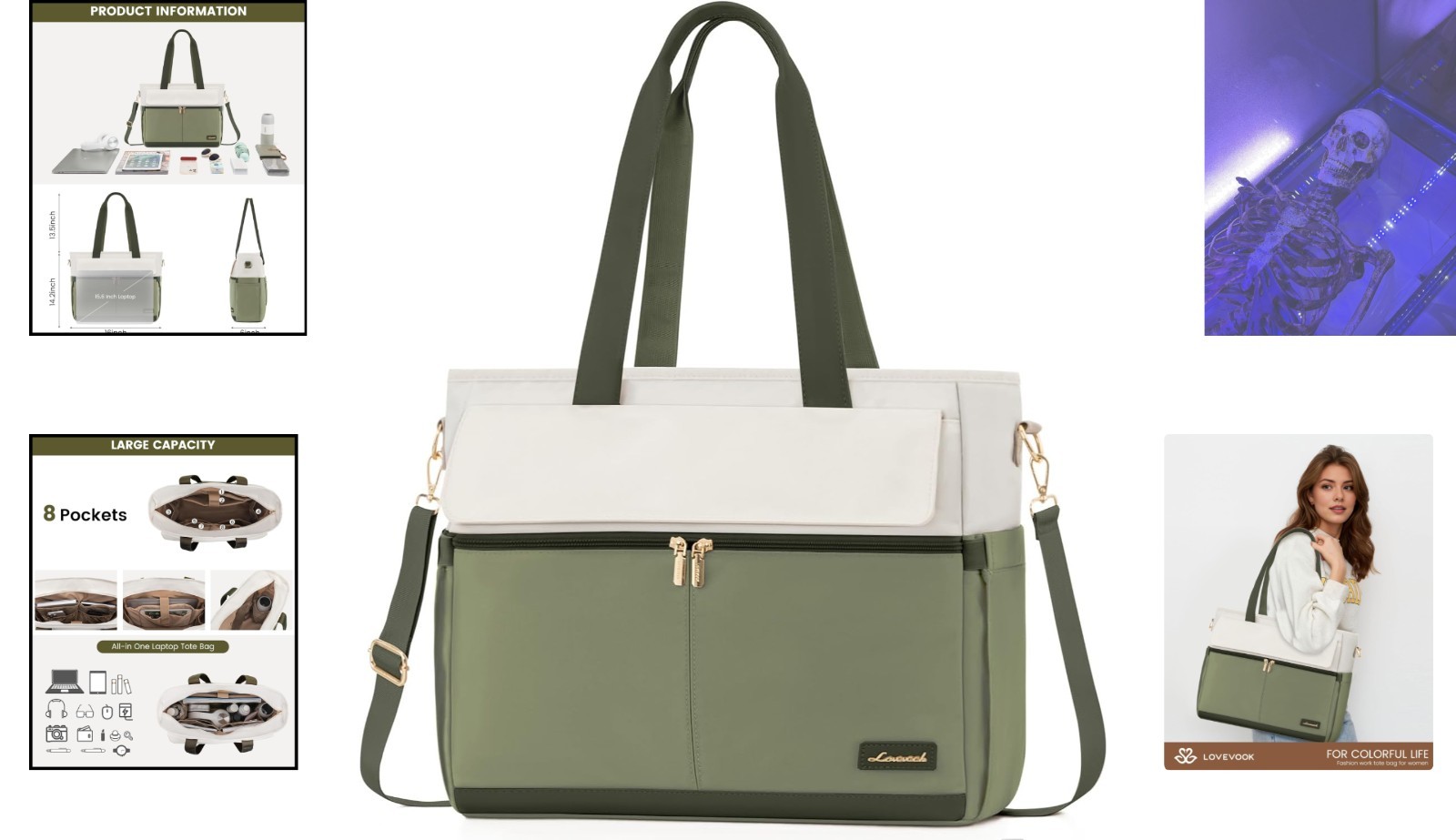 Functional Teacher Tote Bag – Stylish 15.6 Inch Laptop Bag with Luggage Sleeve