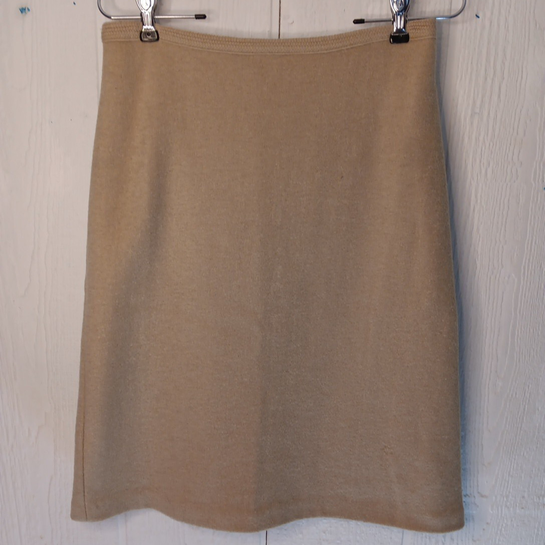 BANANA REPUBLIC Women’s 0 Tan Brown 100% Boiled Wool Skirt Knee Length FLAW