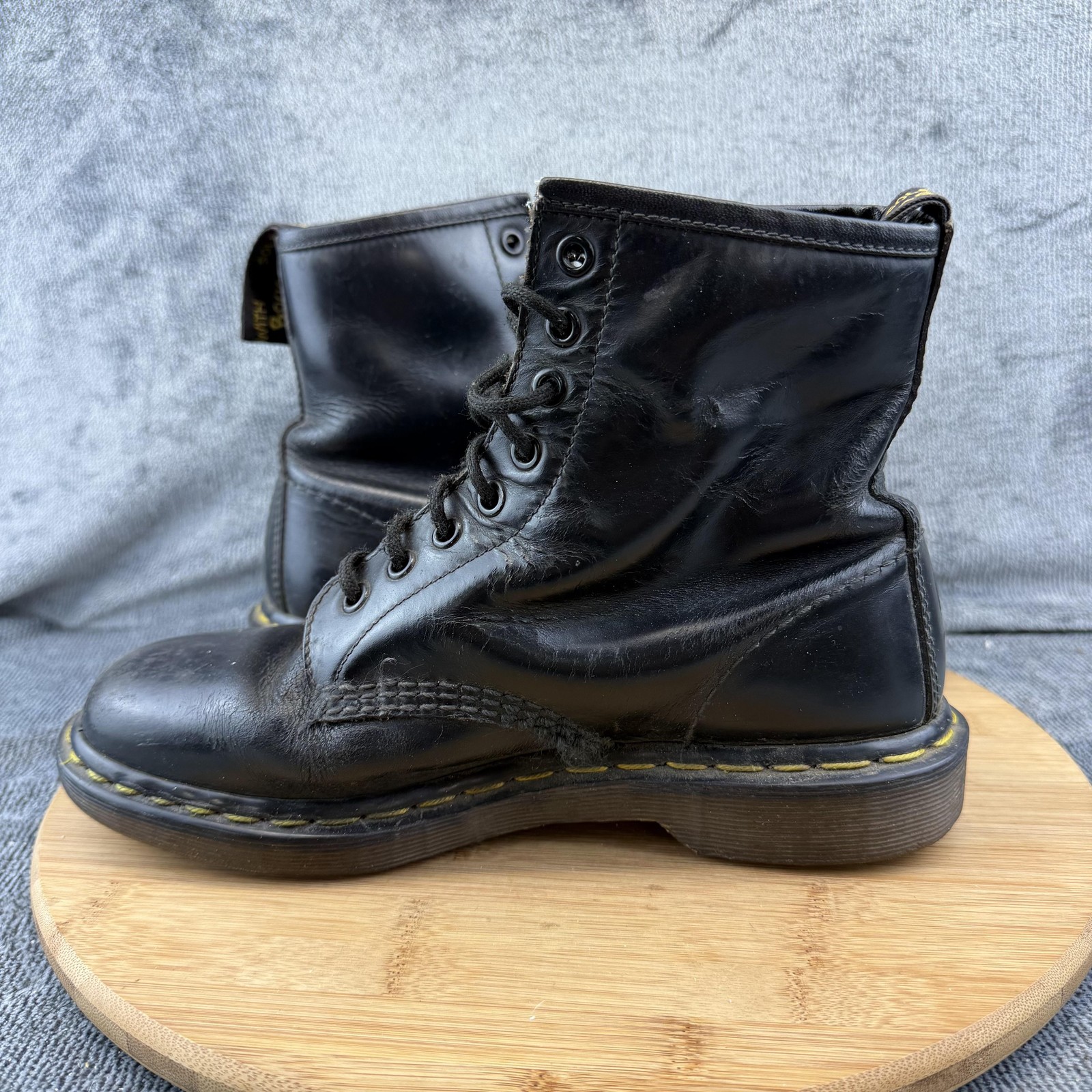 Dr. Martens 1460 Boots Mens Size 6 Black Leather Combat Lace Up Made In England