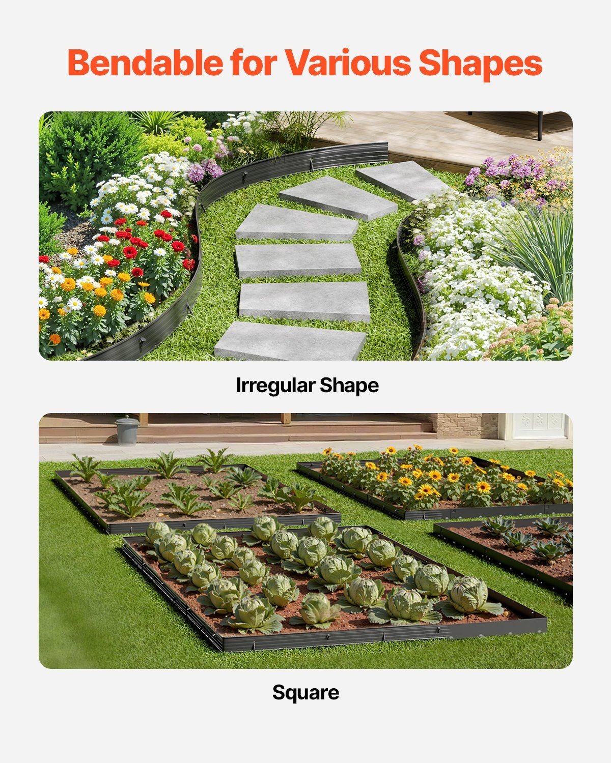 72in8PackAluminumGardenEdgingRustProofFlexibleHeavyDutyBorder