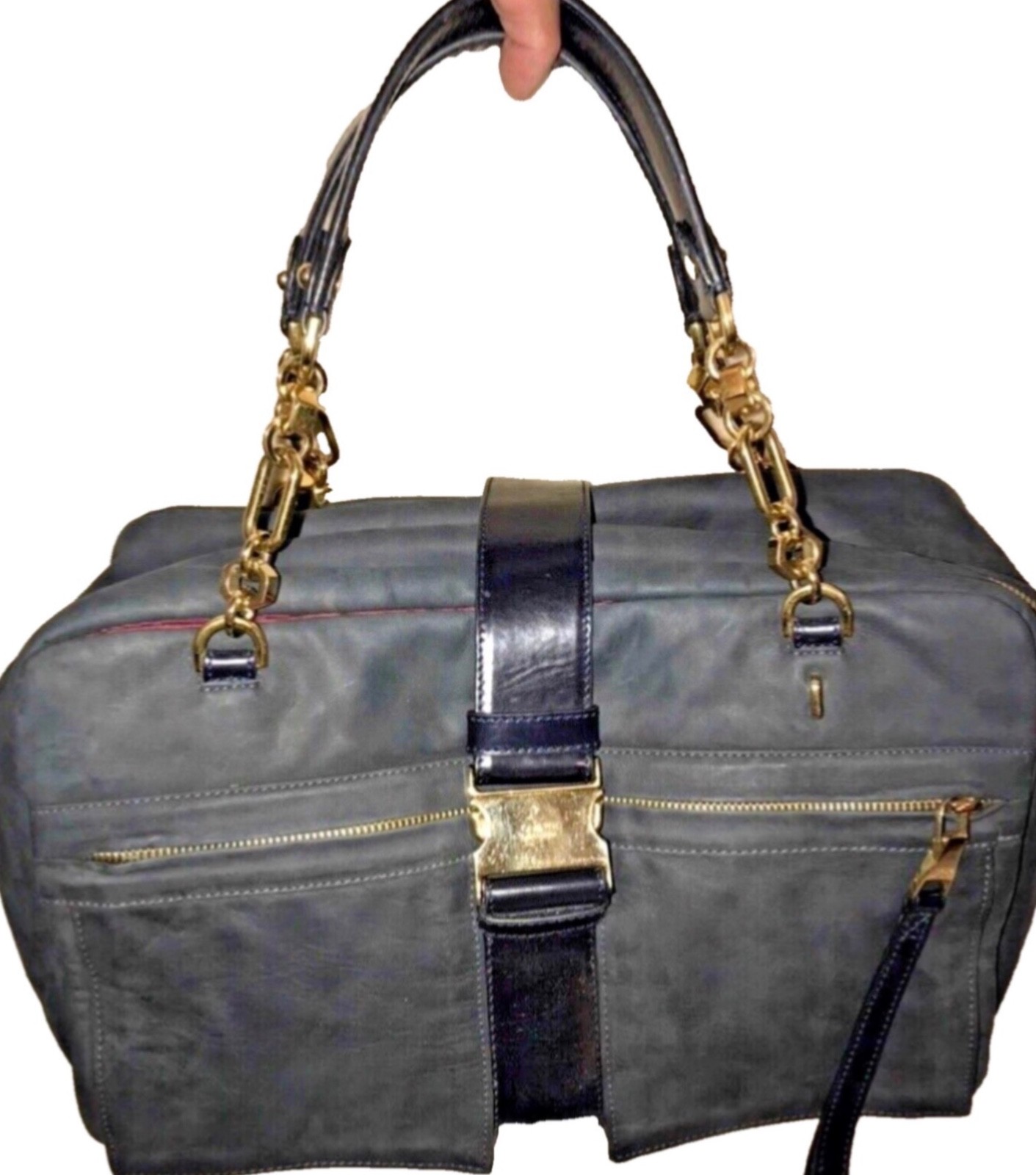 Loewe Leather Laura 33 handbag Black Pony-style calfskin Chain top Handle Bag