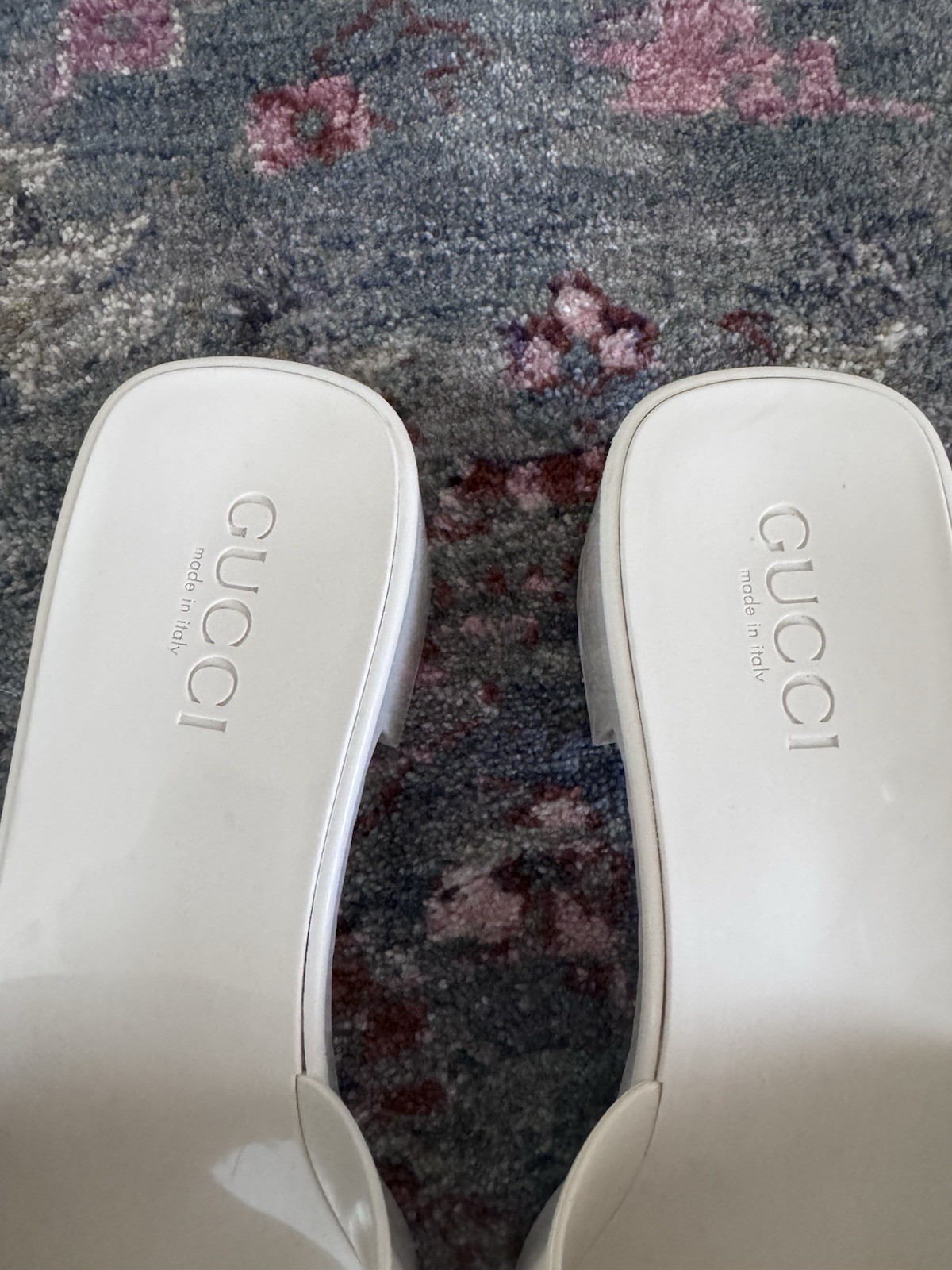 Gucci Rubber Mystic White Platform Sandals, Size 38