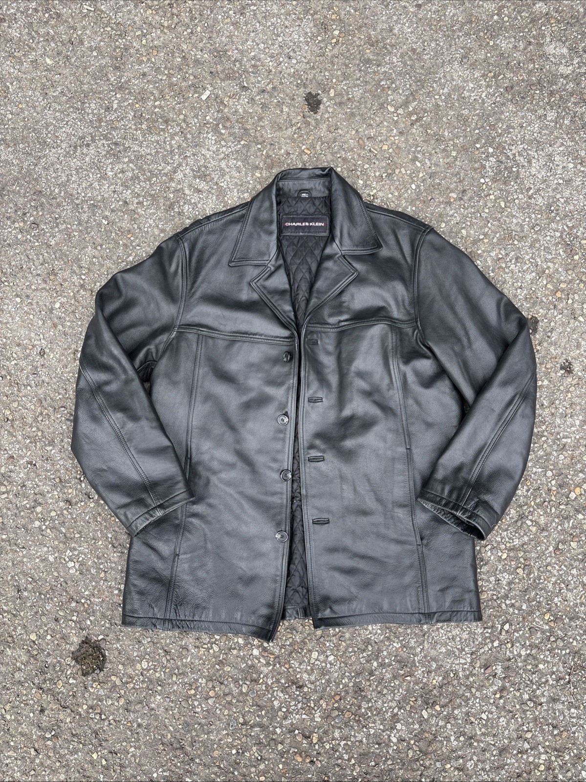 Authentic Black Leather Charles Klein Blazer Style Jacket Men’s Medium