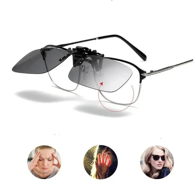 4 Color Grey Lenses Polarized Sunglasses Clip on Flip up UV 380 Driving Fishing