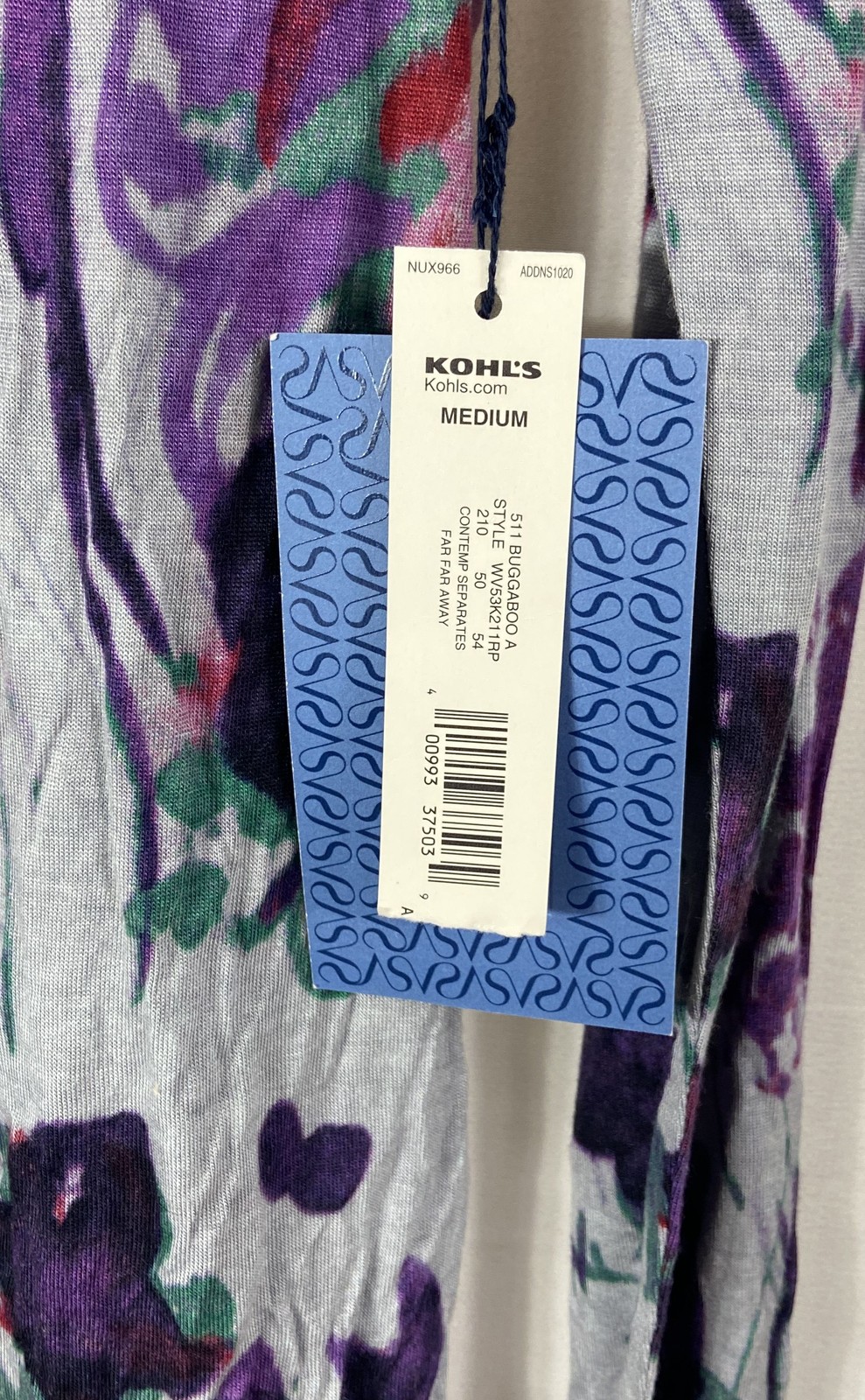 Simply Vera Vera Wang Women’s Purple Gray Floral Abstract Rayon Shirt Sz M NWT