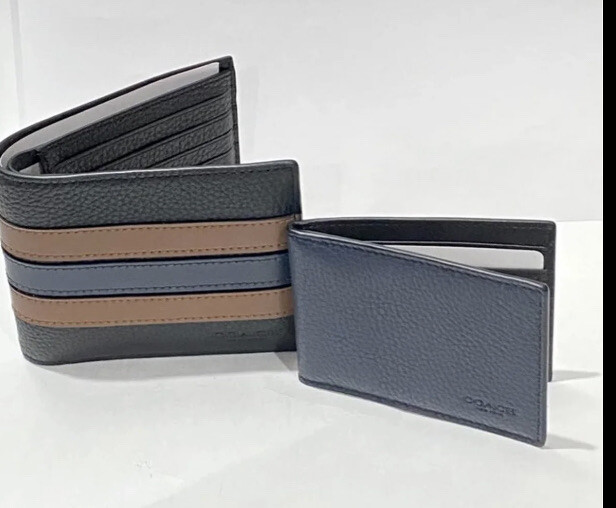 Coach Men Wallet 3-In-1 Wallet With Varsity Stripe New Same As Shown