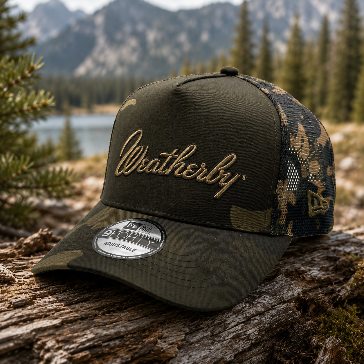 Weatherby Embroidered Camo Trucker Hat Adjustable Outdoor Hunting Mesh Cap
