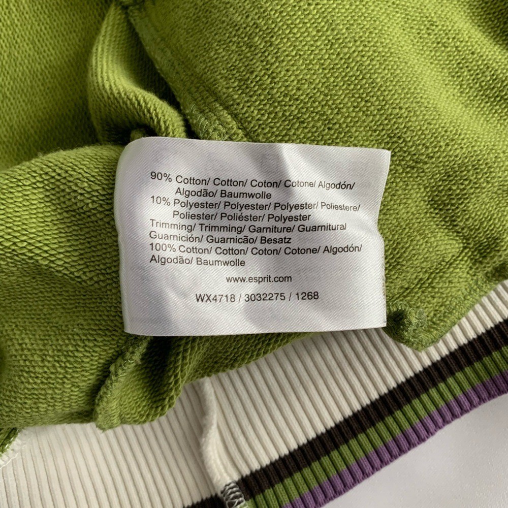 Vintage Esprit Green and White Colorblock Varsity Bomber Jacket
