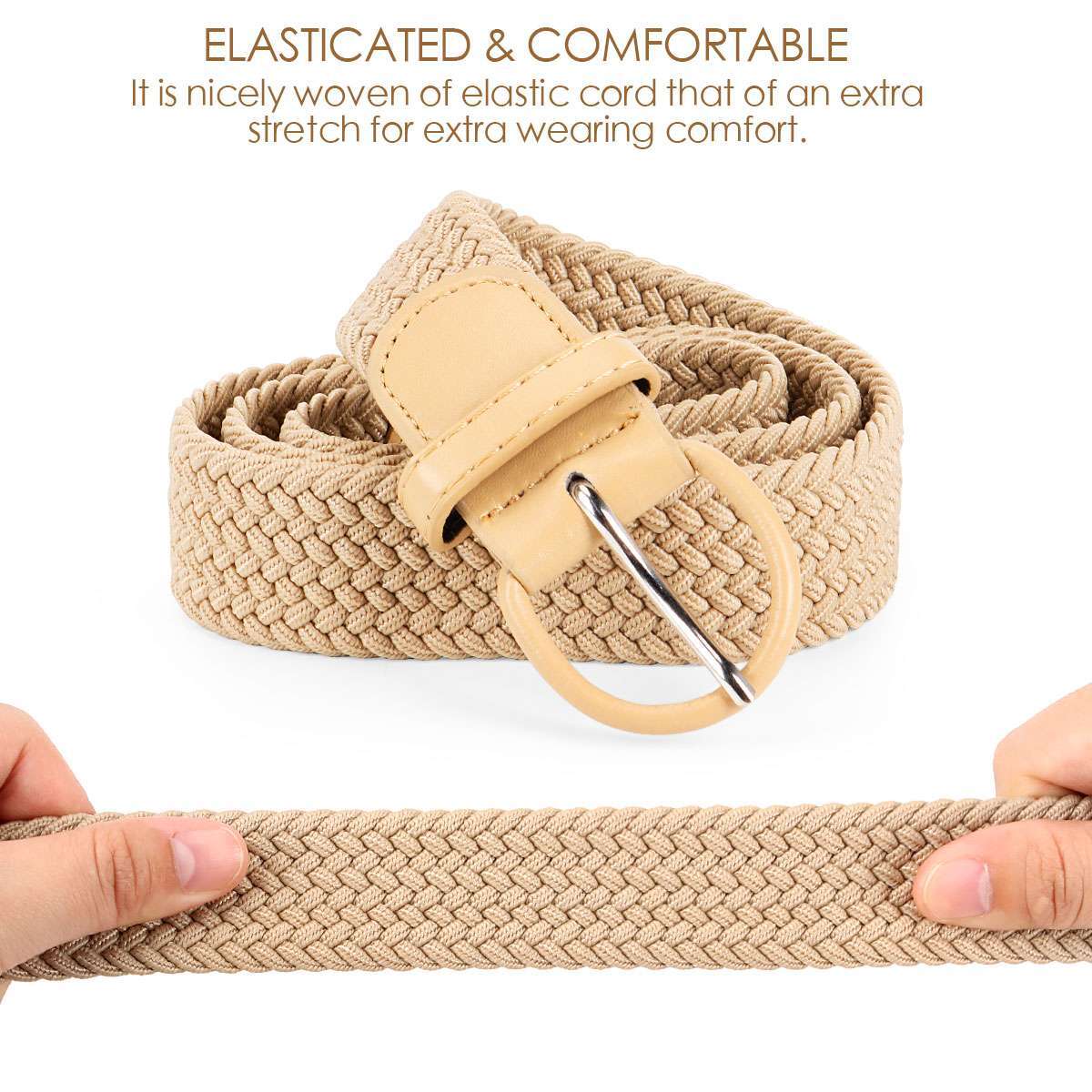 Woman Men Unisex Elastic Fabric Braided Belt Enduring Stretch Woven Belt Us