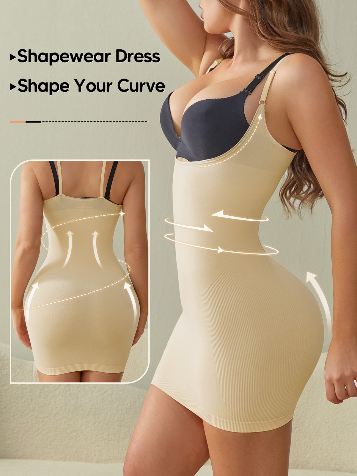 Fajas Women Shapewear Slip Dresses Tummy Control Full Body Shaper Open Bust
