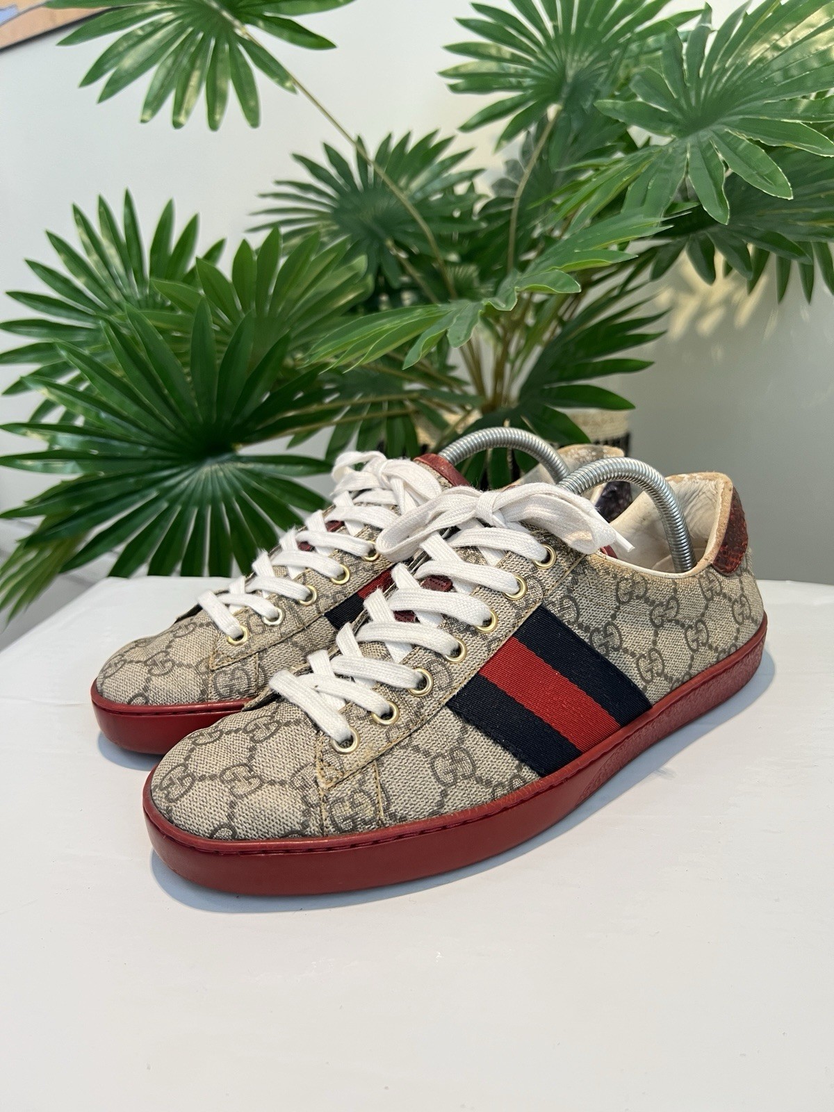 Gucci Ace GG Supreme Canvas Low Top Casual Sneaker Men’s Ebony 429445 U.S 7