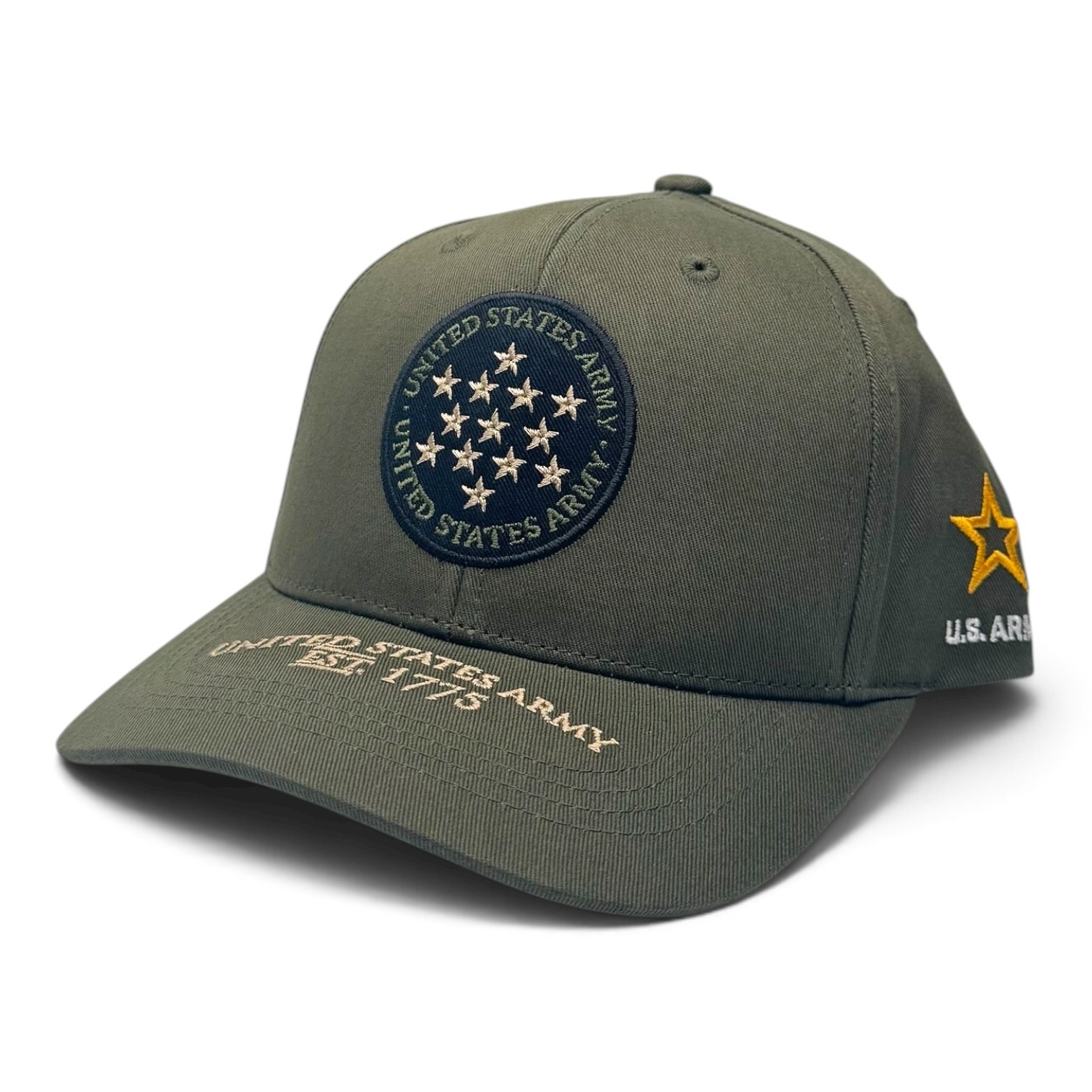 U.S. Army Licensed Military Veteran Premium Cotton Hat Snapback Olive Green